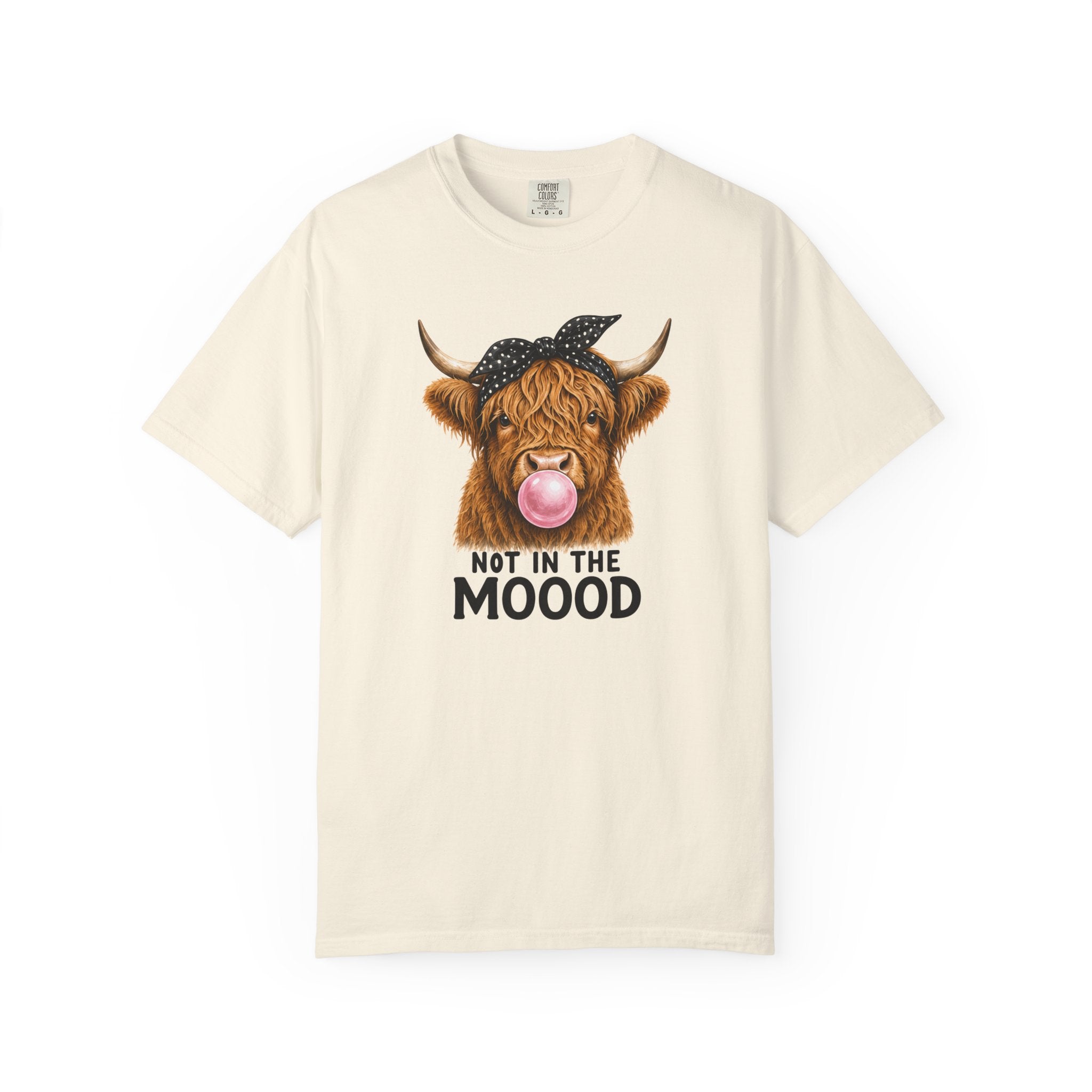 Highland Cow Bubblegum 'Not in the Moood' T-Shirt | Funny Cow Graphic Tee