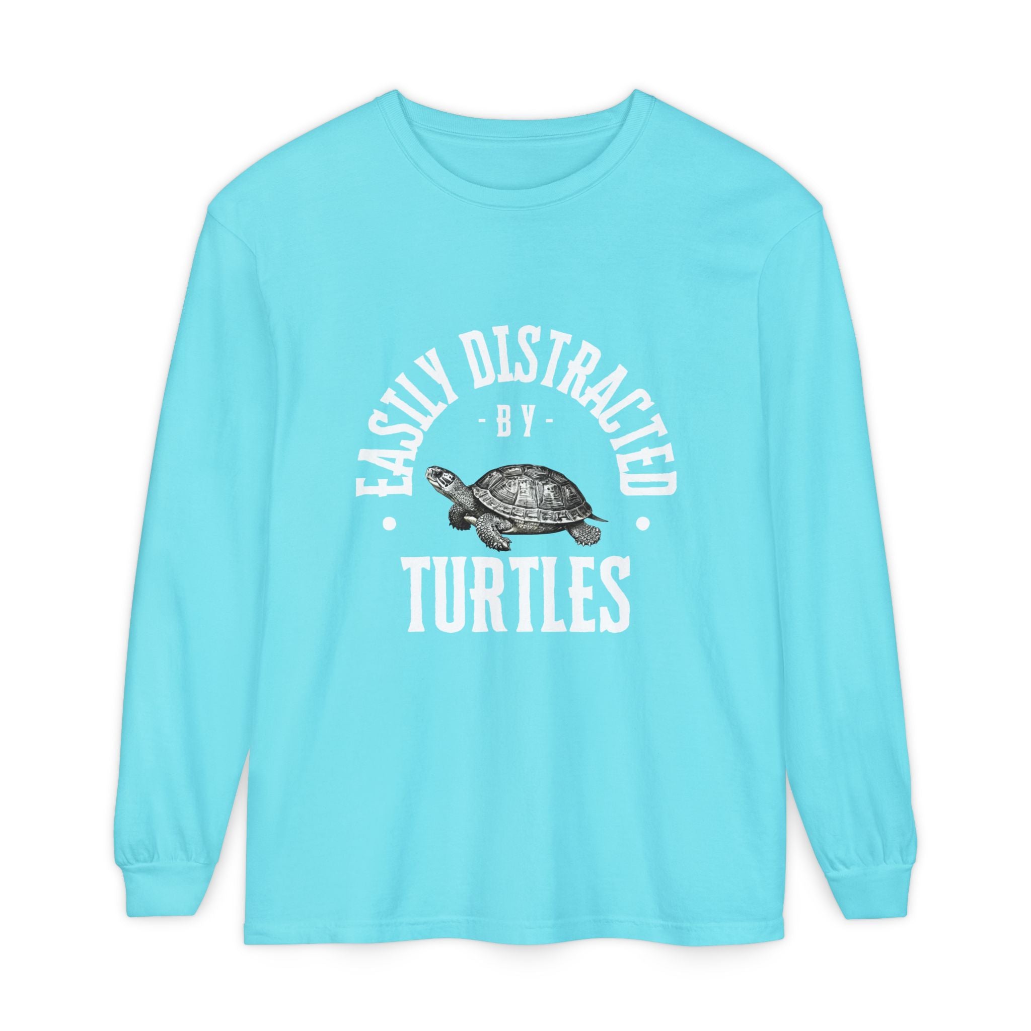 Easily Distracted by Turtles Long Sleeve T-Shirt | Turtle Graphic