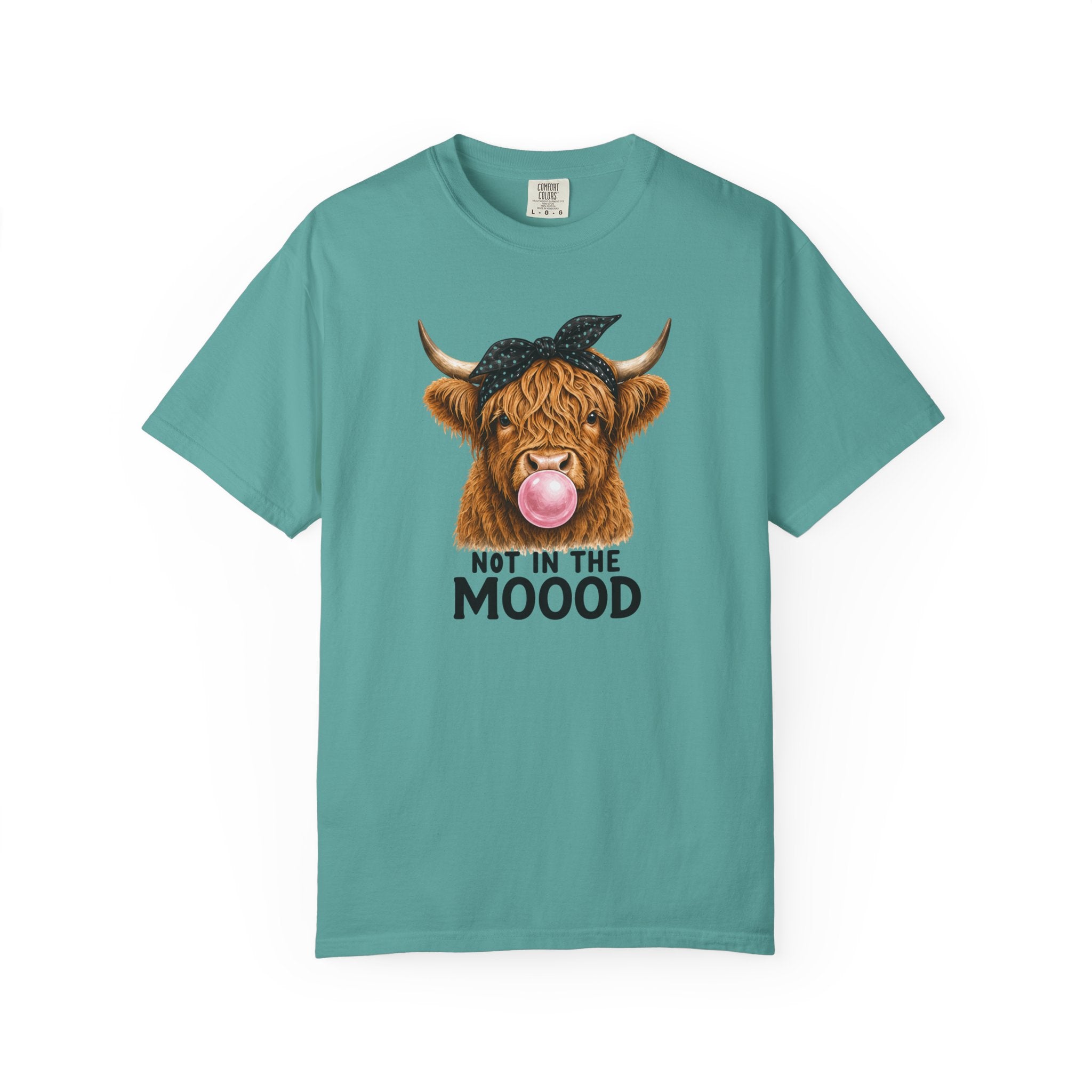 Highland Cow Bubblegum 'Not in the Moood' T-Shirt | Funny Cow Graphic Tee