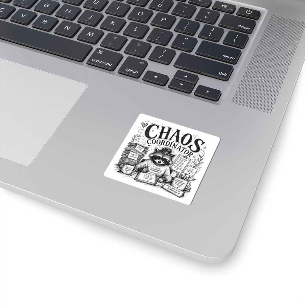 Chaos Coordinator raccoon sticker | Kiss-cut vinyl sticker, desk laptop decal