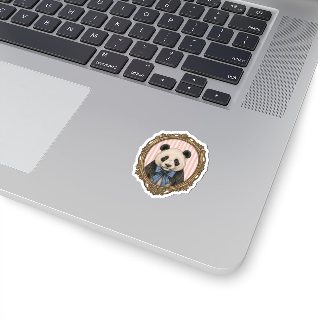 Victorian Panda Portrait Kiss-Cut Sticker | Cute Animal Illustration