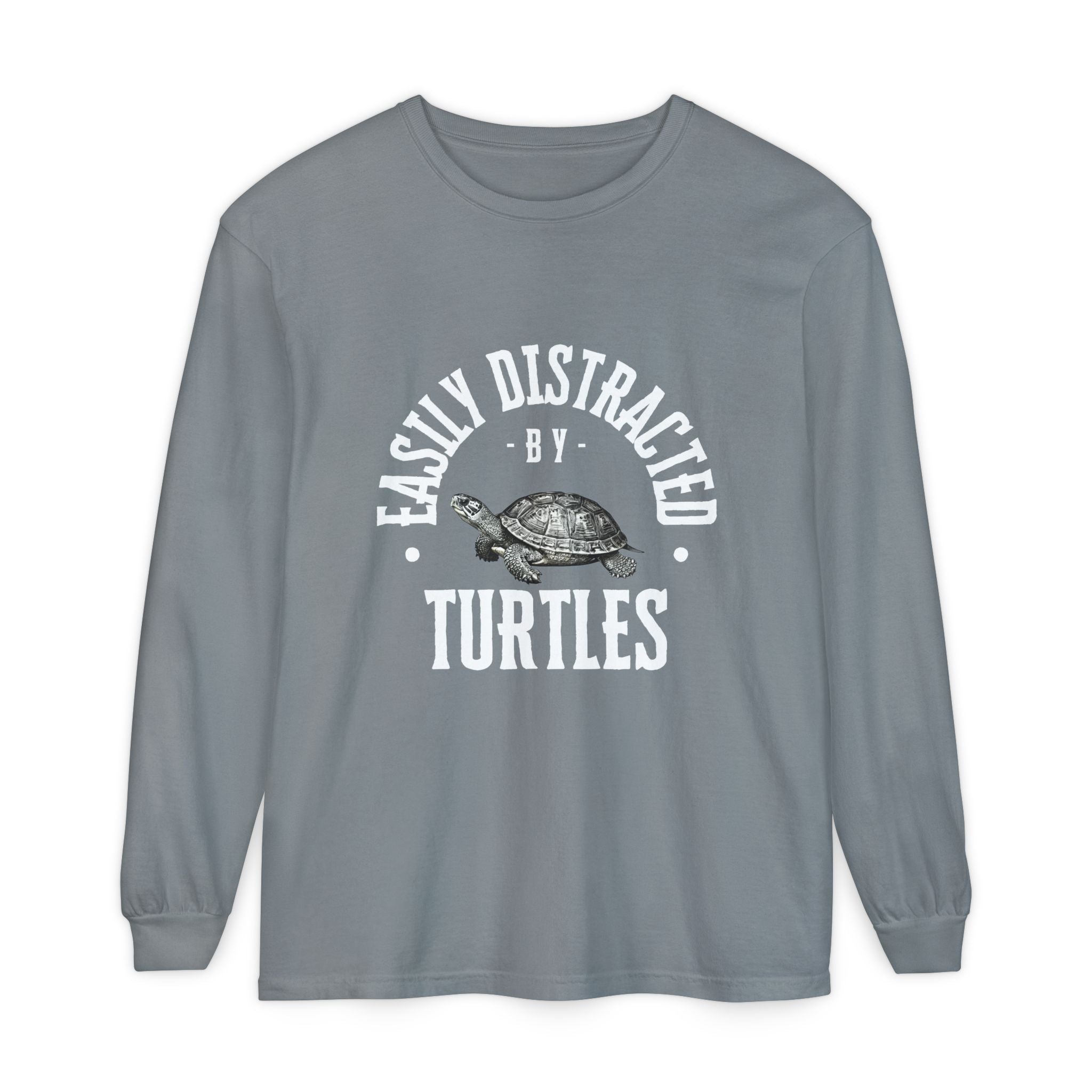 Easily Distracted by Turtles Long Sleeve T-Shirt | Turtle Graphic