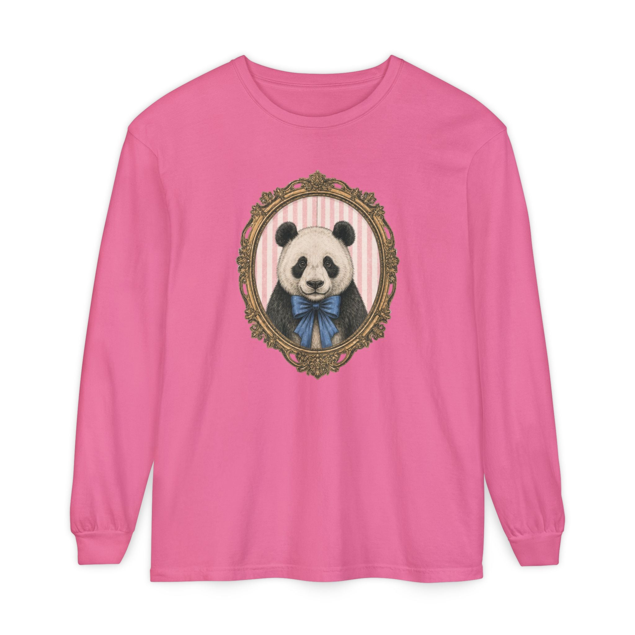 Victorian Portrait Panda Long Sleeve Tee | Mint framed panda illustration