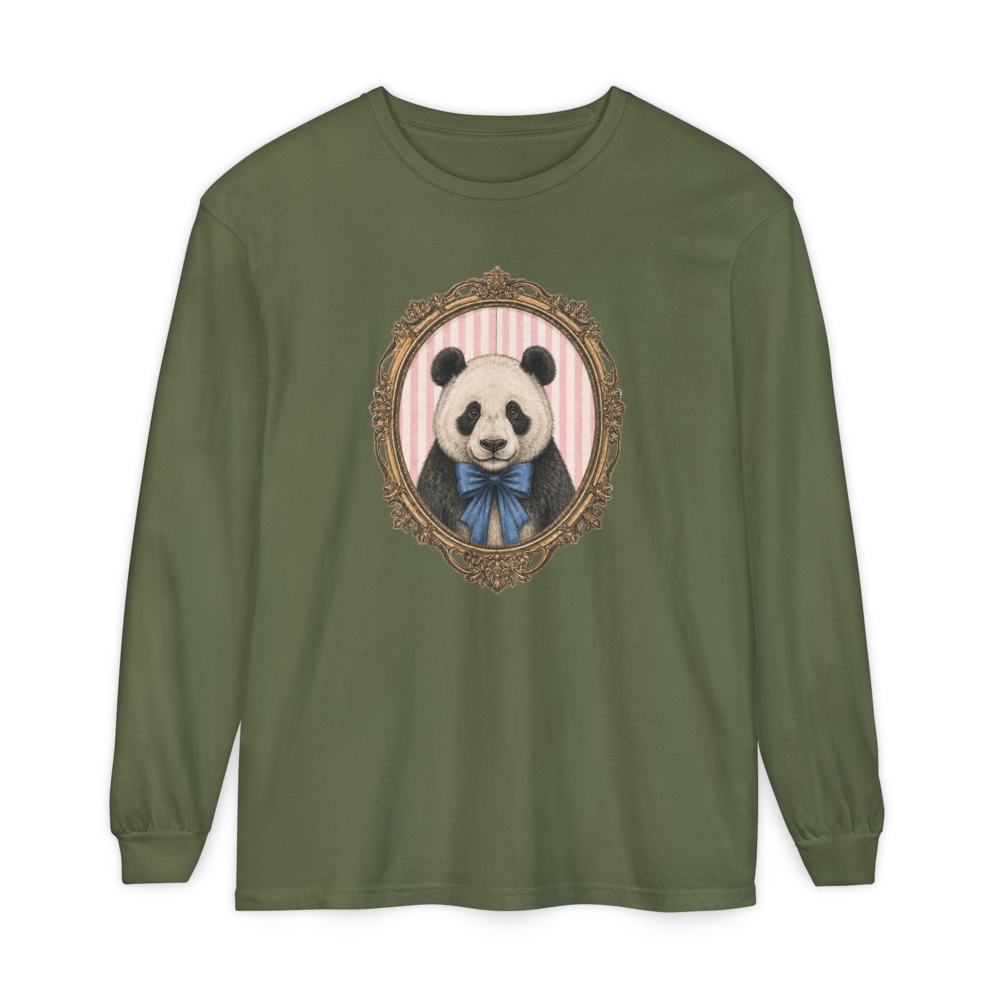 Victorian Portrait Panda Long Sleeve Shirt | Cute Animal Illustration