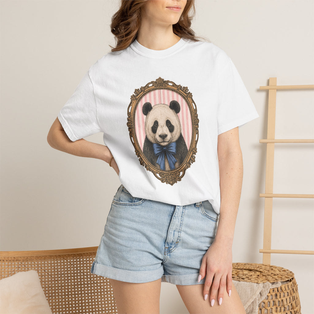 Victorian Panda Portrait T-shirt | Framed Panda Illustration