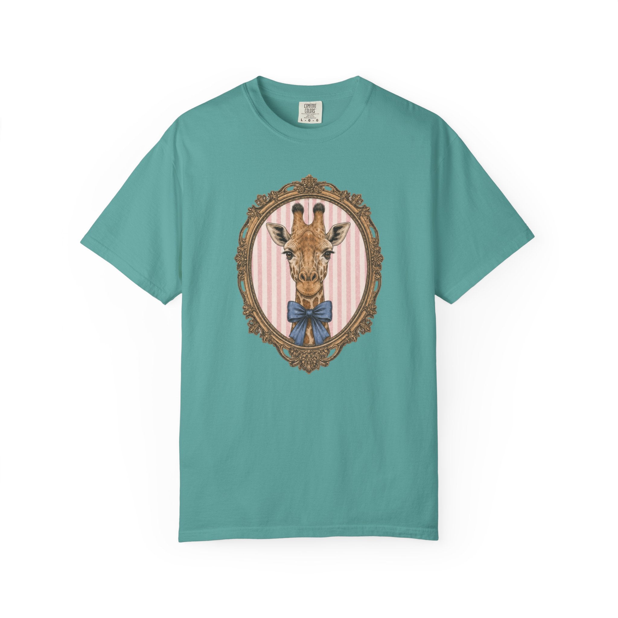 Gentleman Giraffe Portrait T-Shirt | Vintage Frame, Bow Tie