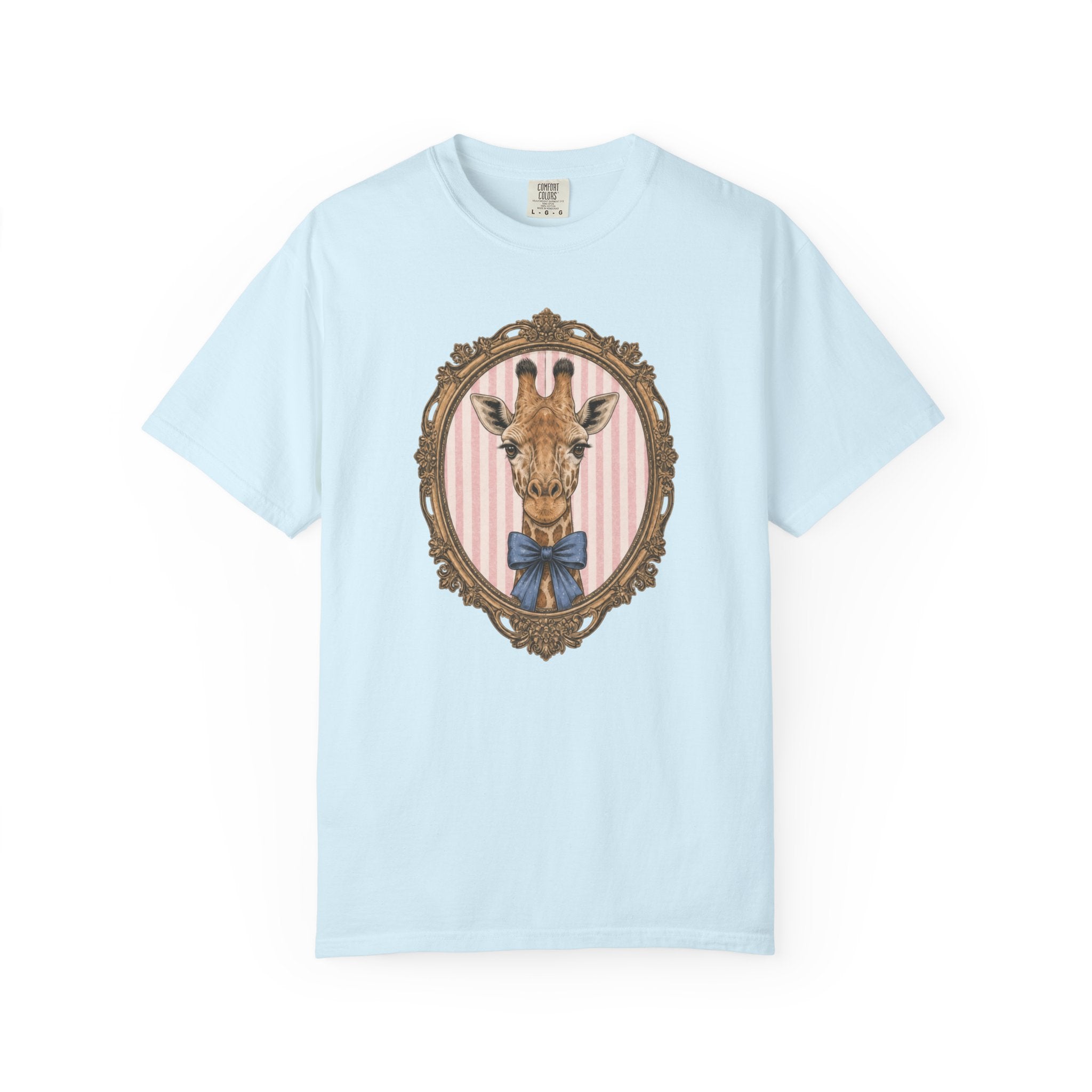 Gentleman Giraffe Portrait T-Shirt | Vintage Frame, Bow Tie
