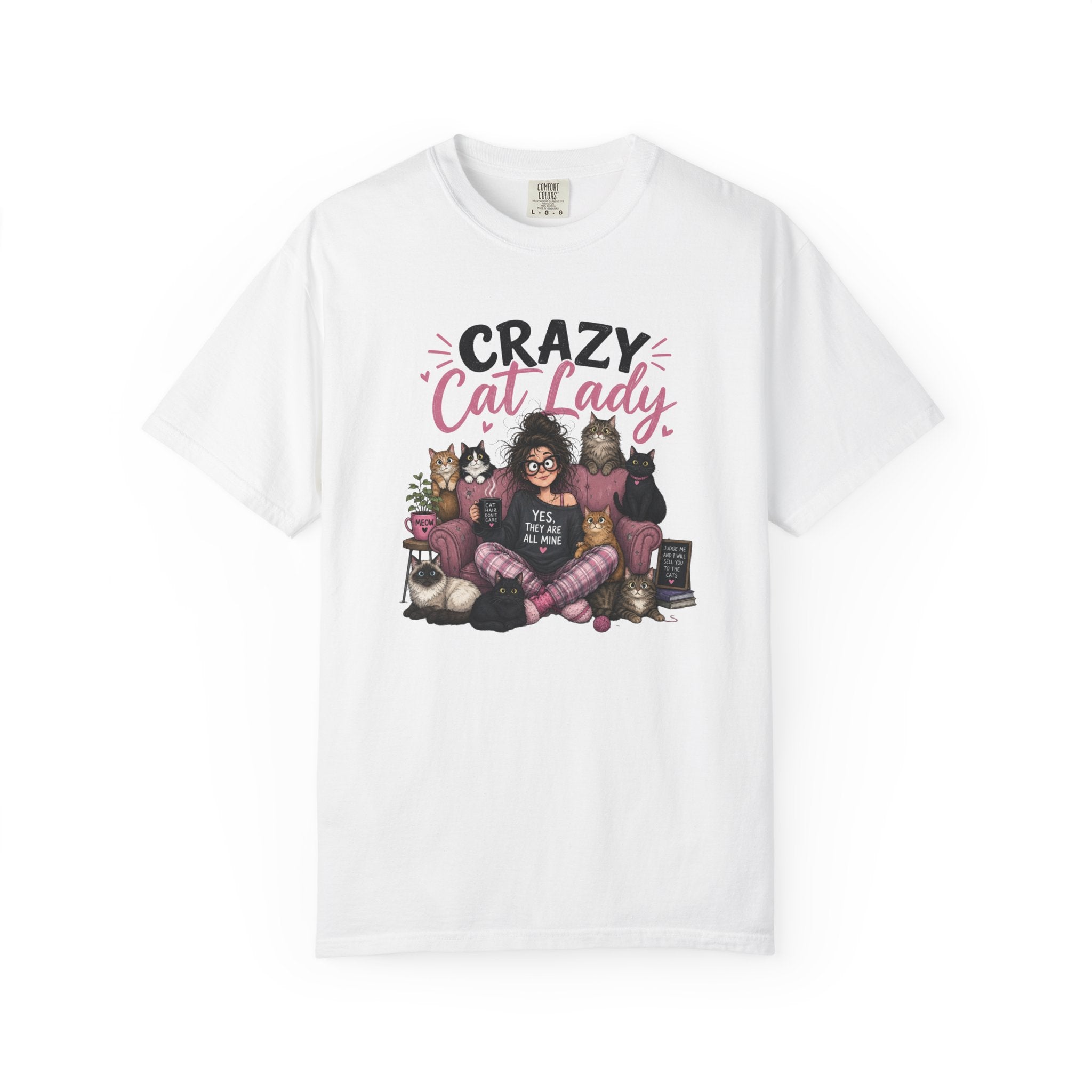 Crazy Cat Lady T-Shirt | Cat Lover Illustration, Cats and Cozy Vibes