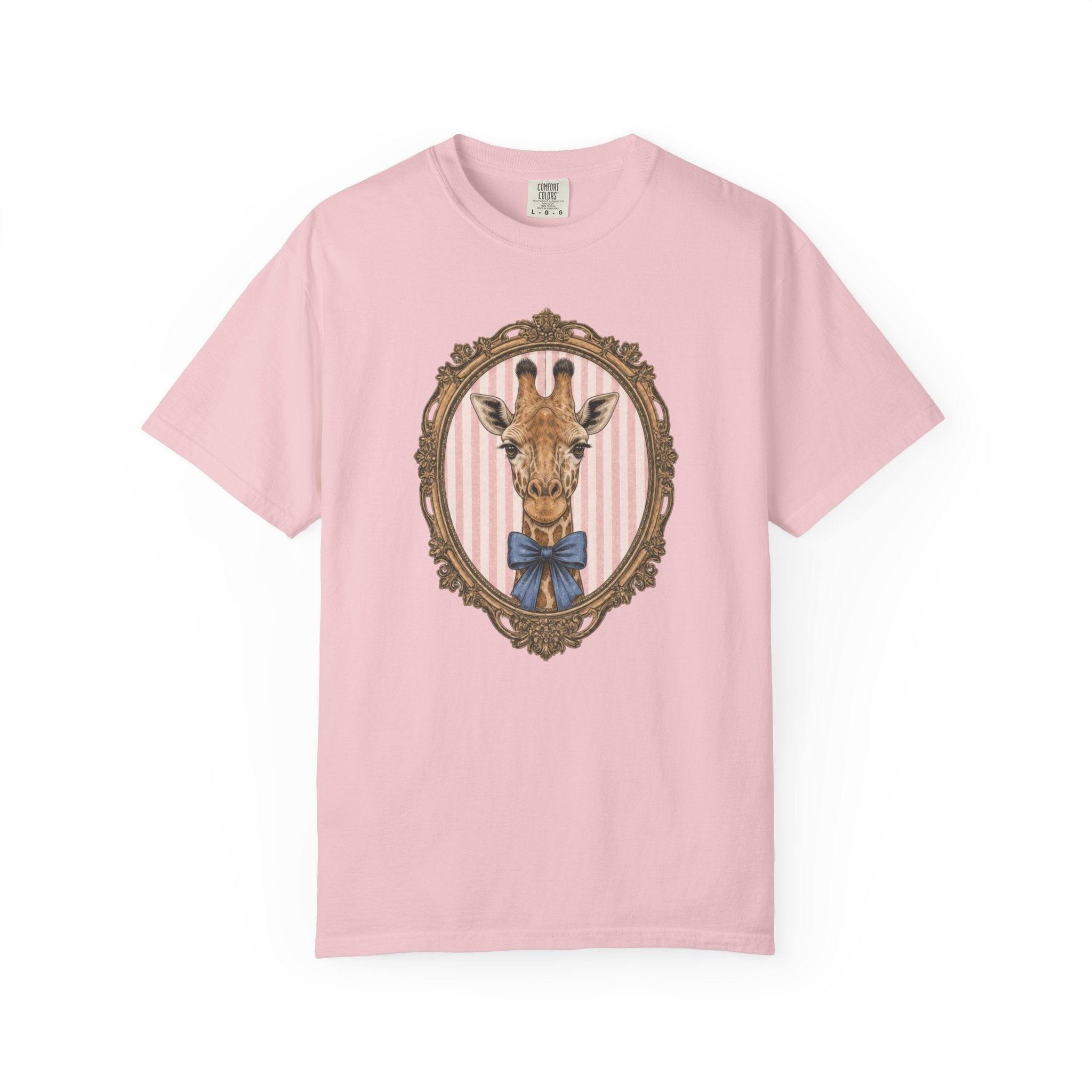 Gentleman Giraffe Portrait T-Shirt | Vintage Frame, Bow Tie