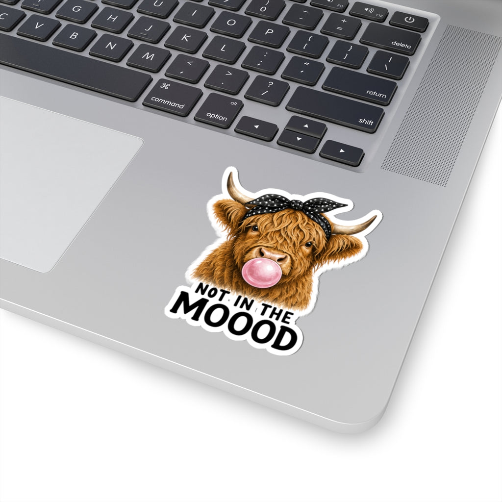 Highland Cow Bubblegum Sticker | Not In The Mood kiss-cut sticker
