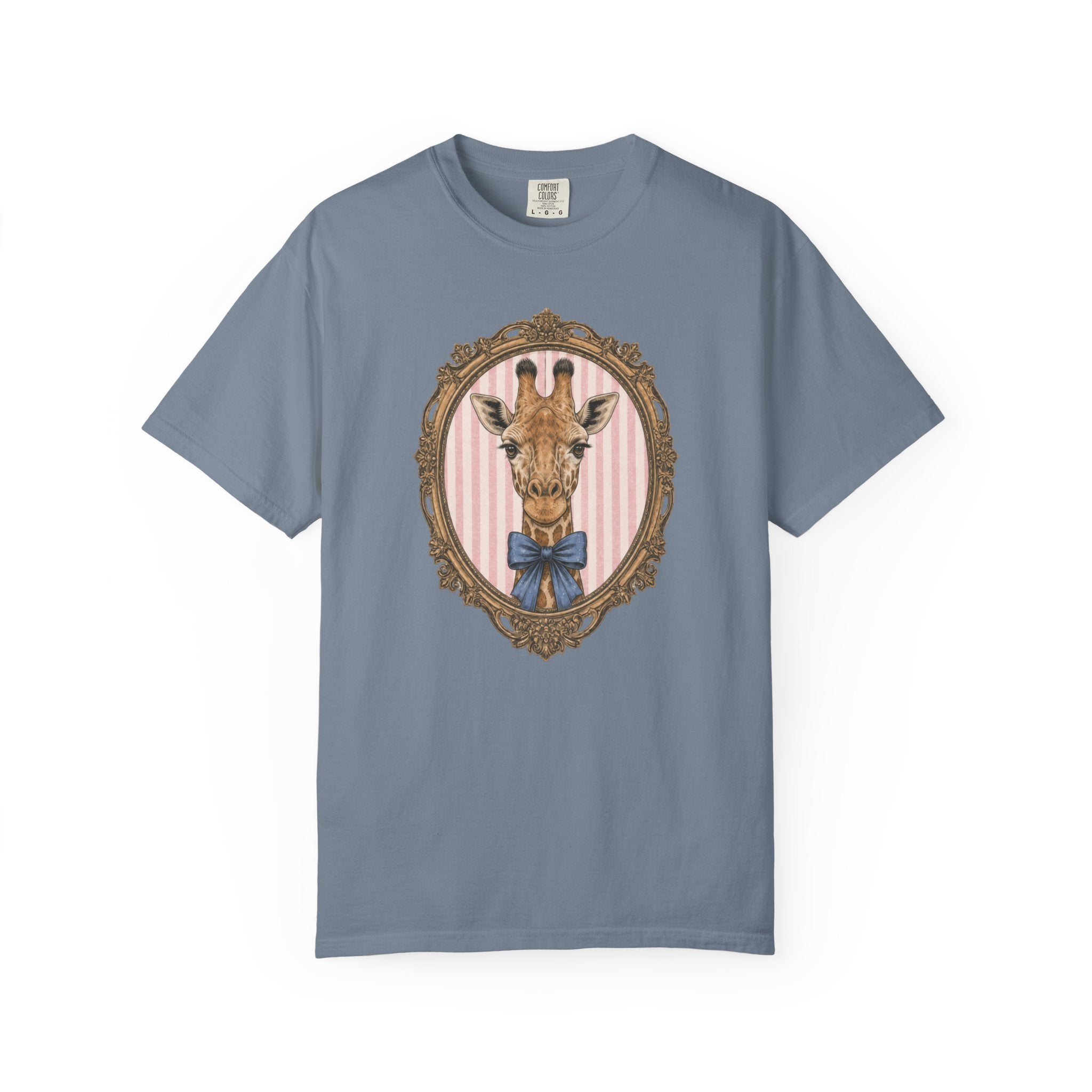 Gentleman Giraffe Portrait T-Shirt | Vintage Frame, Bow Tie