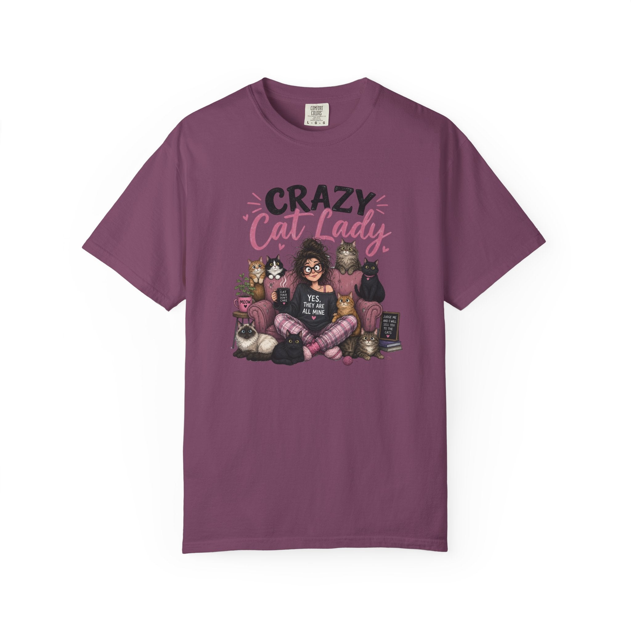 Crazy Cat Lady T-Shirt | Cat Lover Illustration, Cats and Cozy Vibes