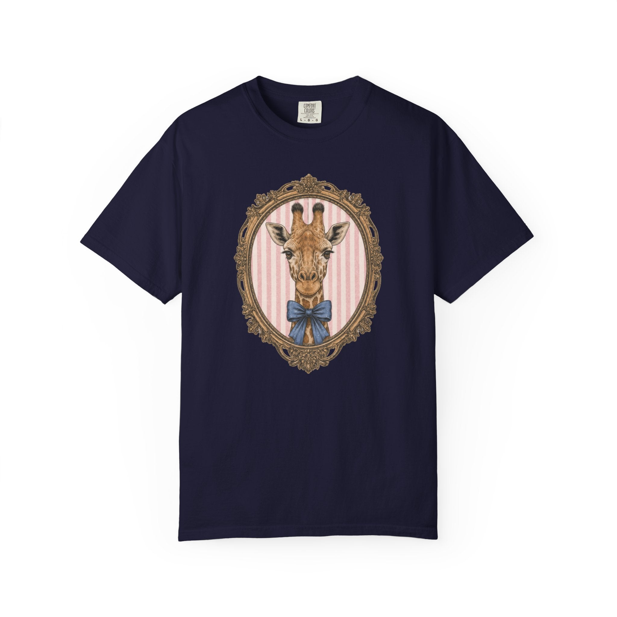 Gentleman Giraffe Portrait T-Shirt | Vintage Frame, Bow Tie