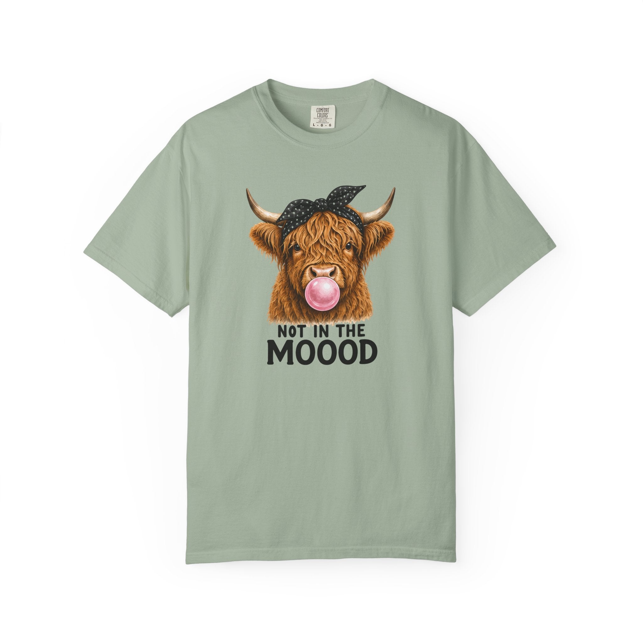 Highland Cow Bubblegum 'Not in the Moood' T-Shirt | Funny Cow Graphic Tee