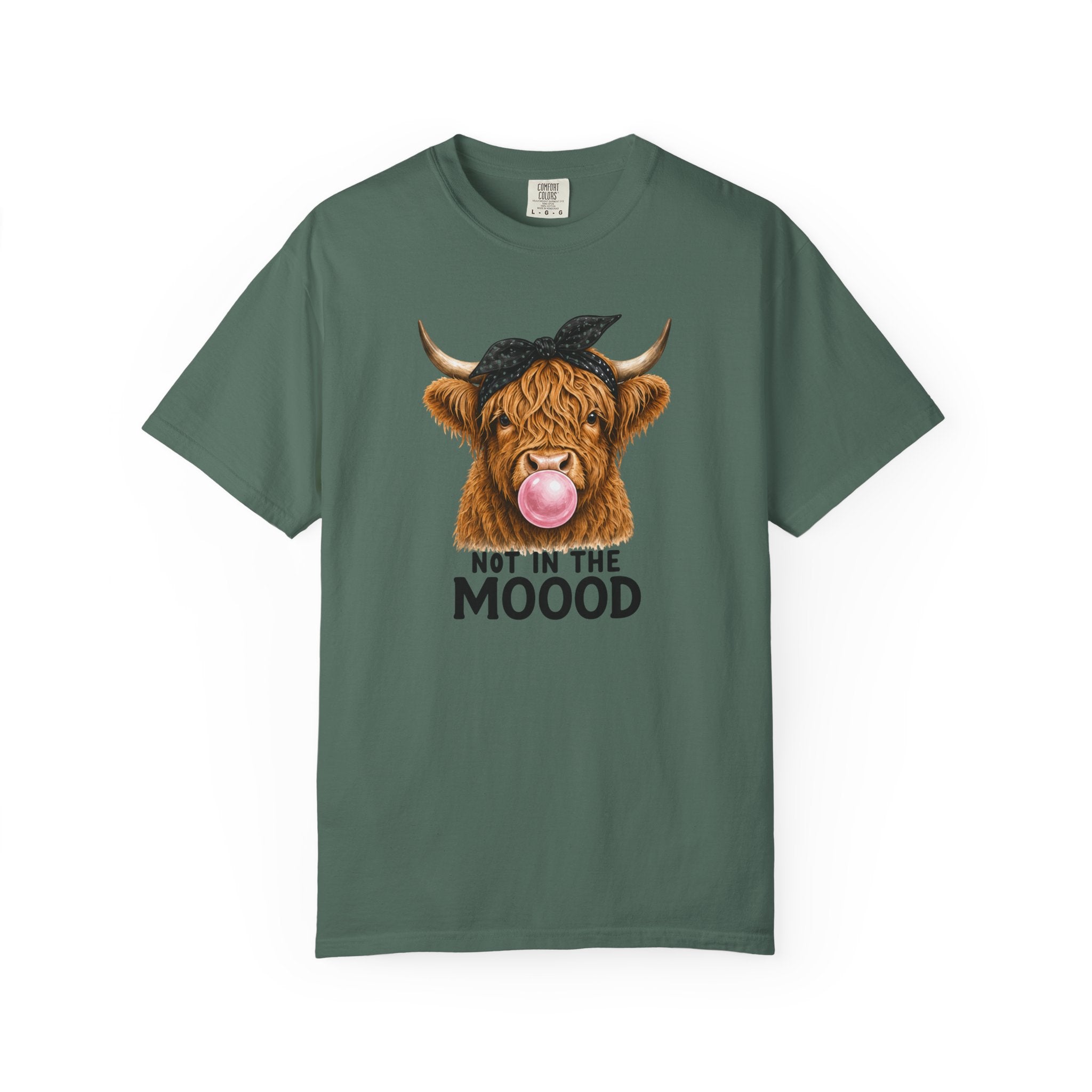 Highland Cow Bubblegum 'Not in the Moood' T-Shirt | Funny Cow Graphic Tee