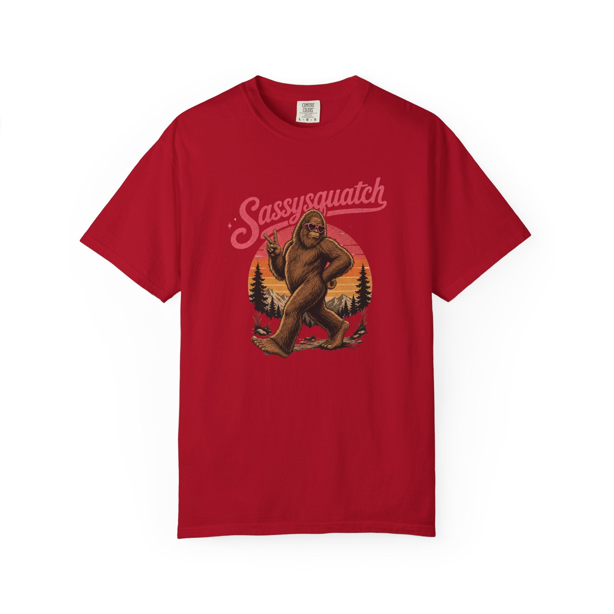 Sassysquatch Sasquatch T-Shirt | Retro Sunset Bigfoot Design