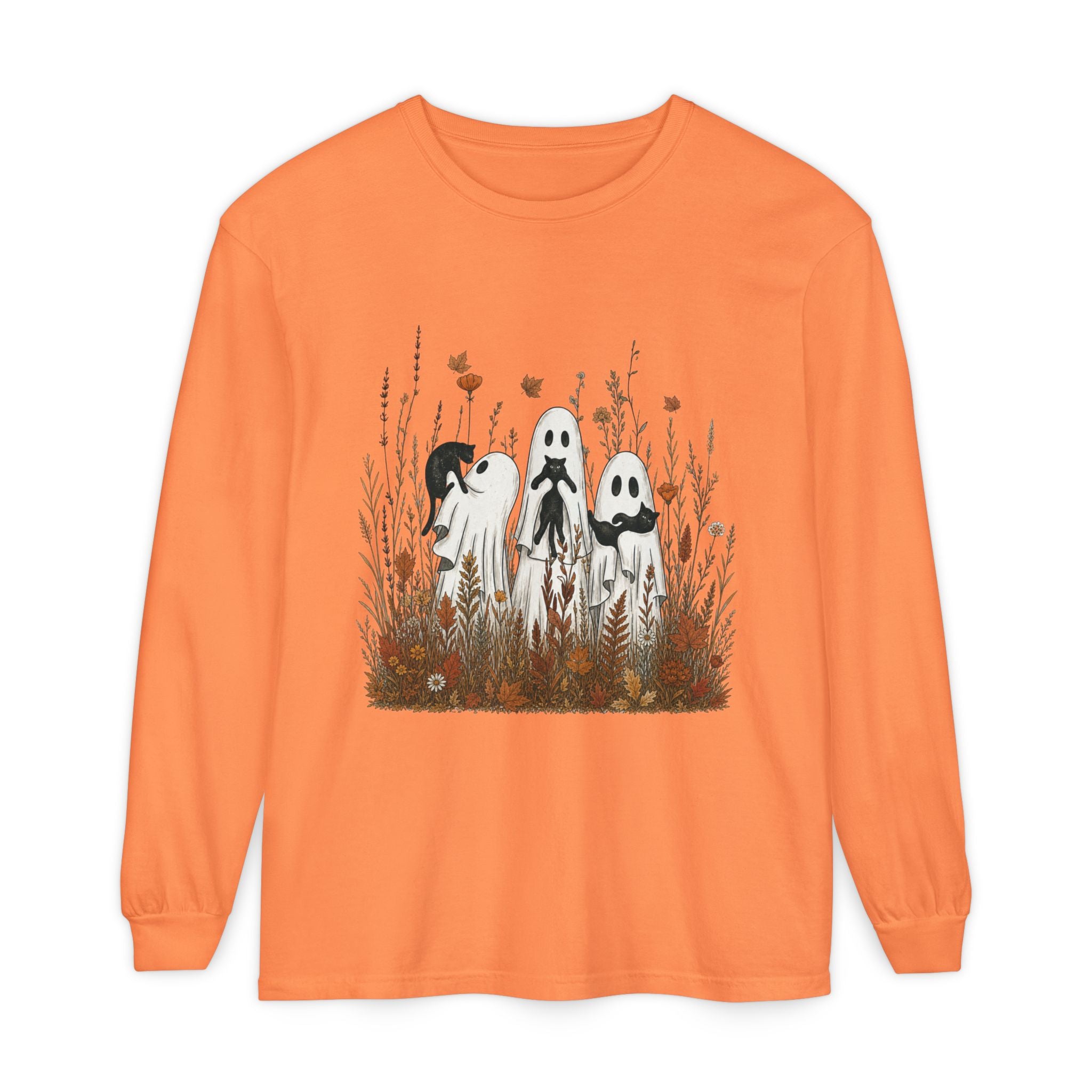 Autumn Ghost Trio Long Sleeve T-Shirt | Fall Floral Spirits