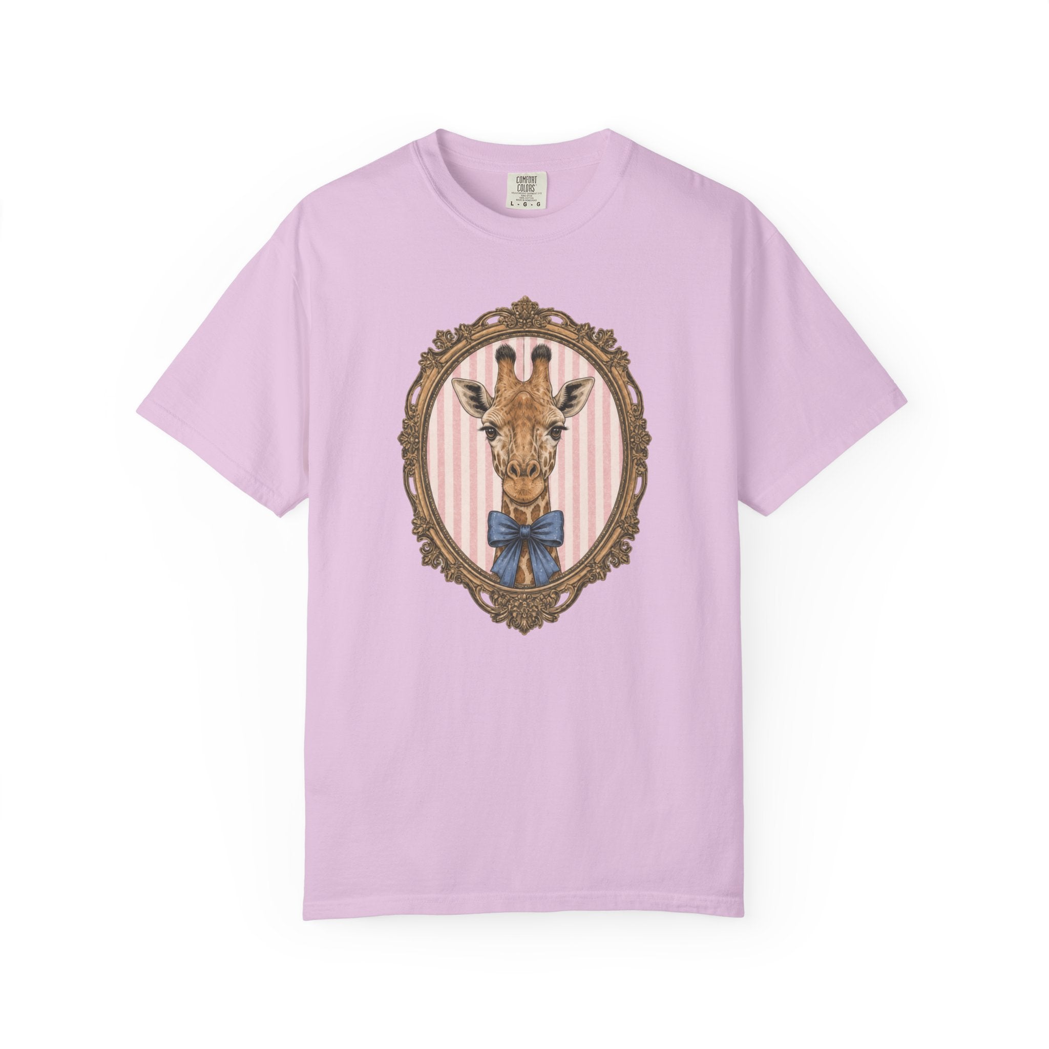 Gentleman Giraffe Portrait T-Shirt | Vintage Frame, Bow Tie
