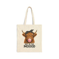 Highland Cow Bubblegum 'Not in the Mood' Tote Bag | Cute Cow Illustration