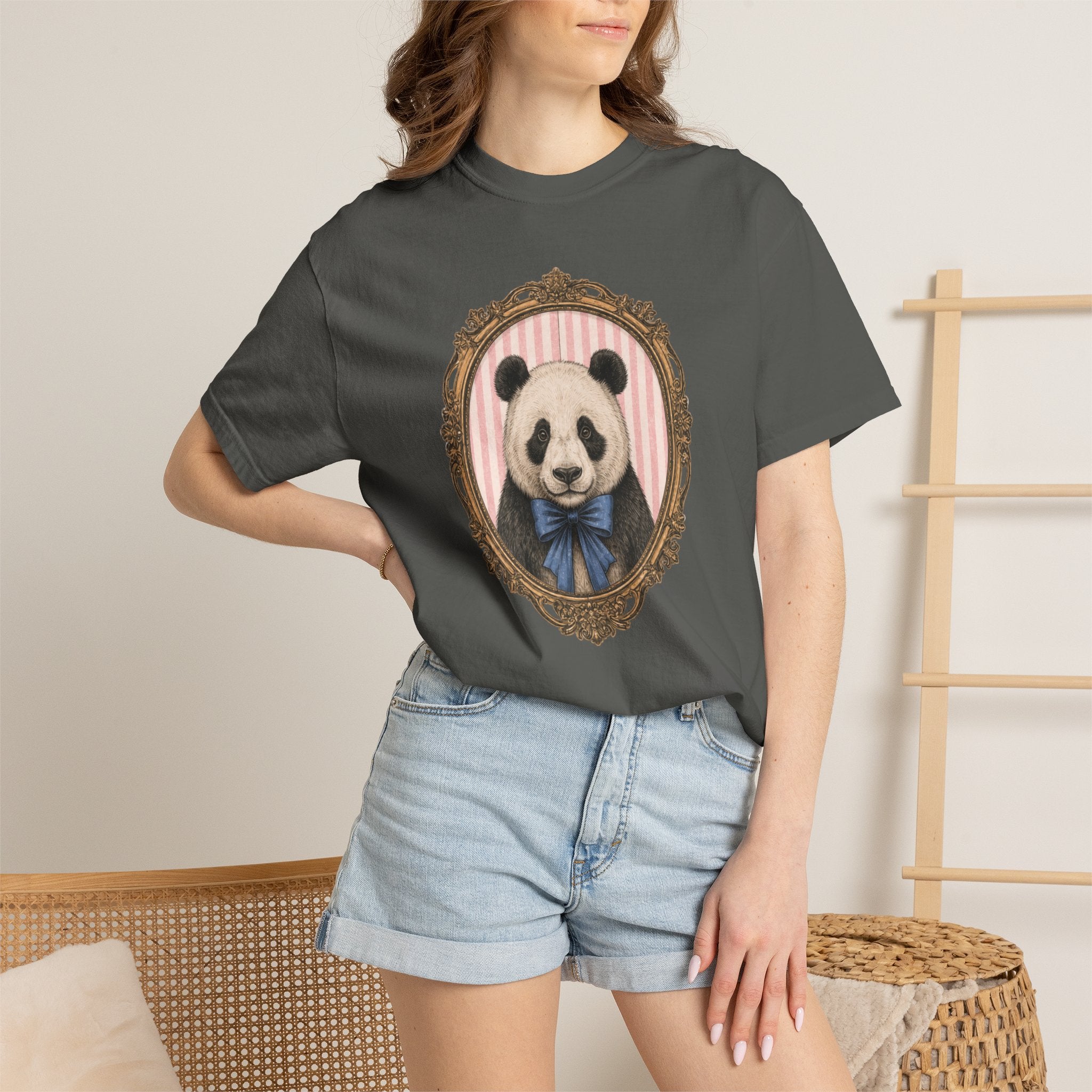 Victorian Panda Portrait T-shirt | Framed Panda Illustration