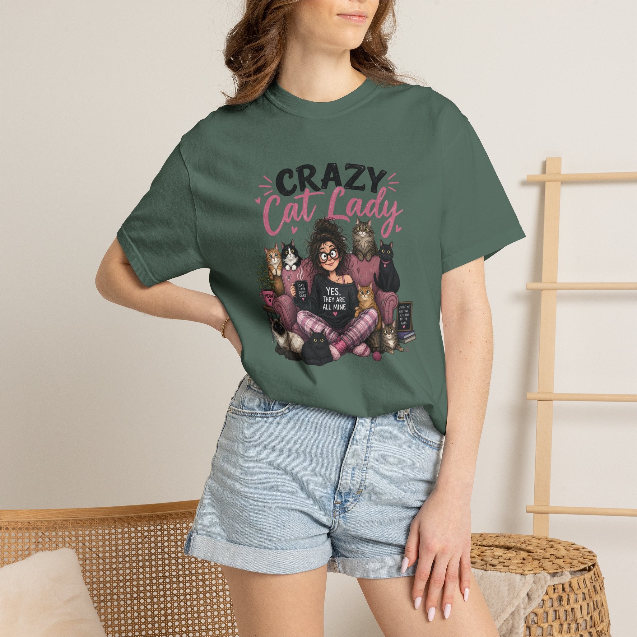 Crazy Cat Lady T-Shirt | Cat Lover Illustration, Cats and Cozy Vibes