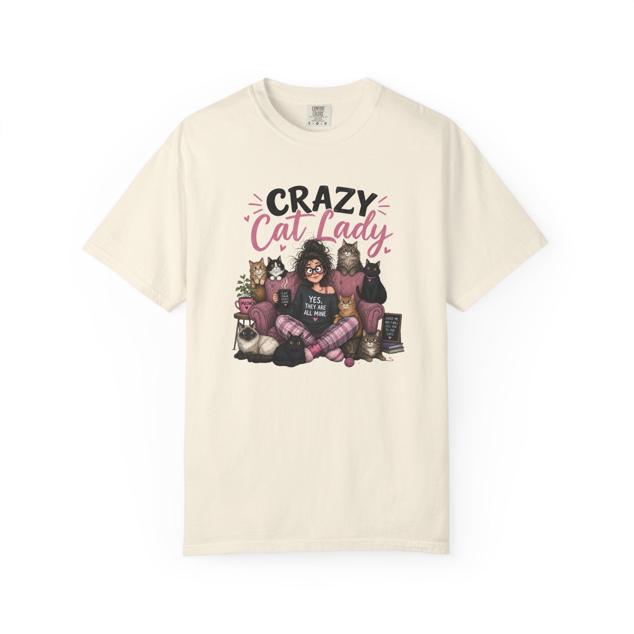 Crazy Cat Lady T-Shirt | Cat Lover Illustration, Cats and Cozy Vibes