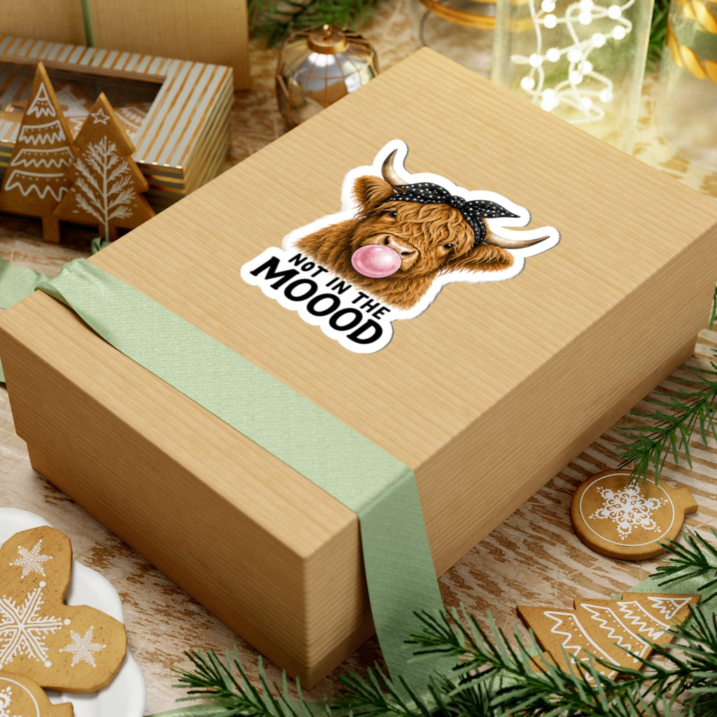 Highland Cow Bubblegum Sticker | Not In The Mood kiss-cut sticker