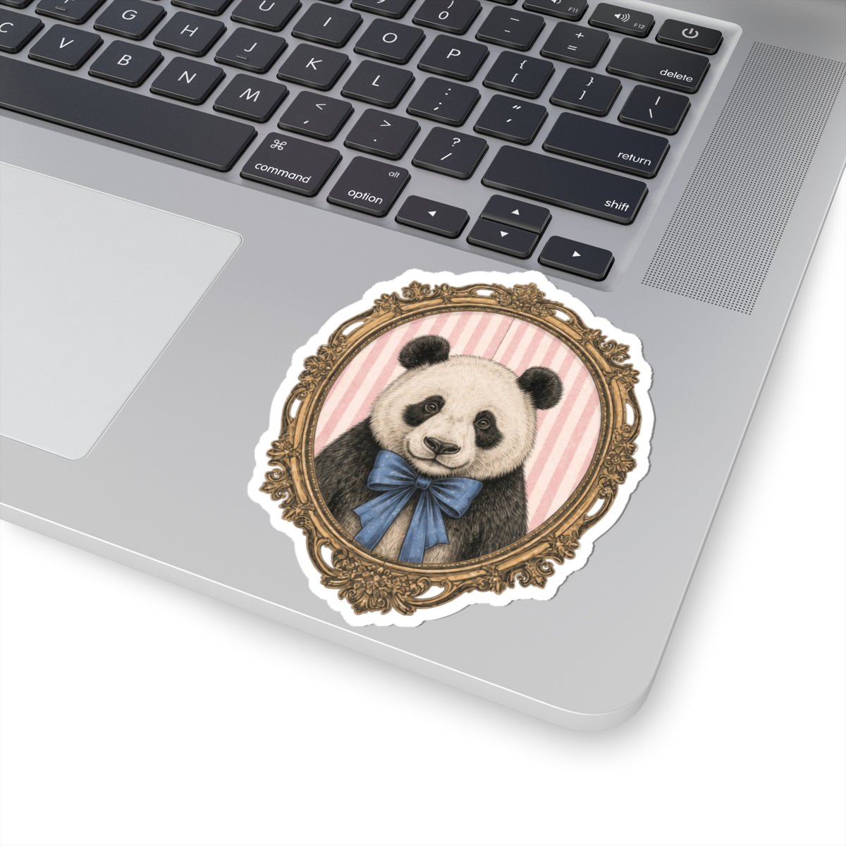 Victorian Panda Portrait Kiss-Cut Sticker | Cute Animal Illustration