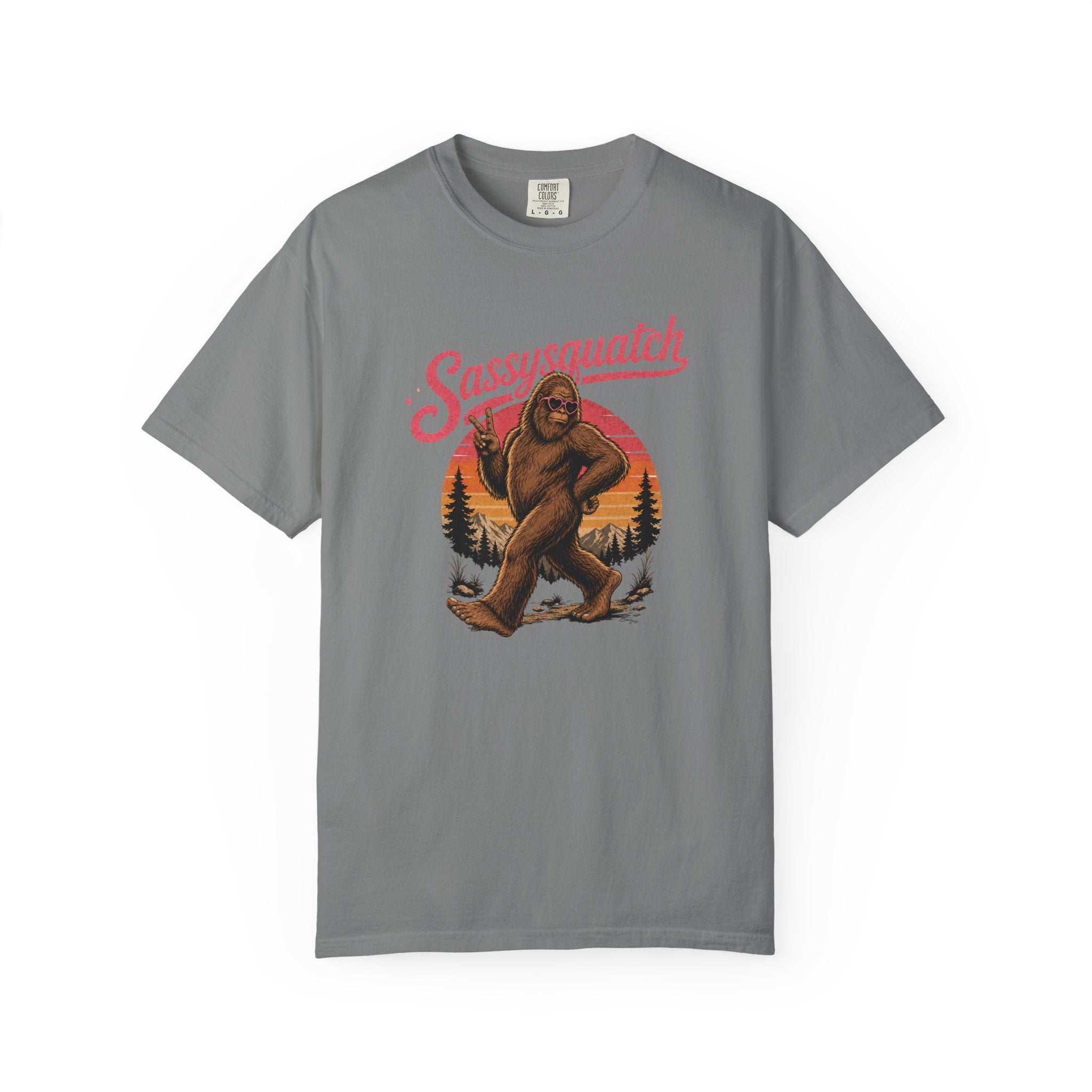 Sassysquatch Sasquatch T-Shirt | Retro Sunset Bigfoot Design