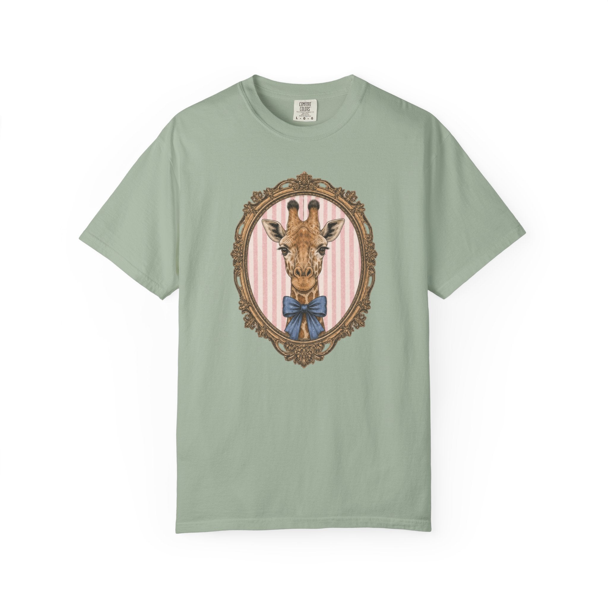 Gentleman Giraffe Portrait T-Shirt | Vintage Frame, Bow Tie