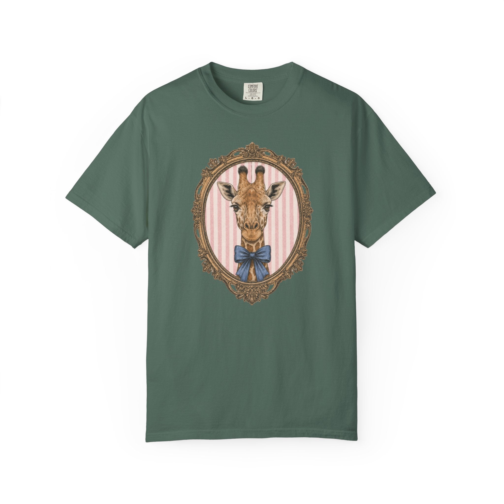 Gentleman Giraffe Portrait T-Shirt | Vintage Frame, Bow Tie