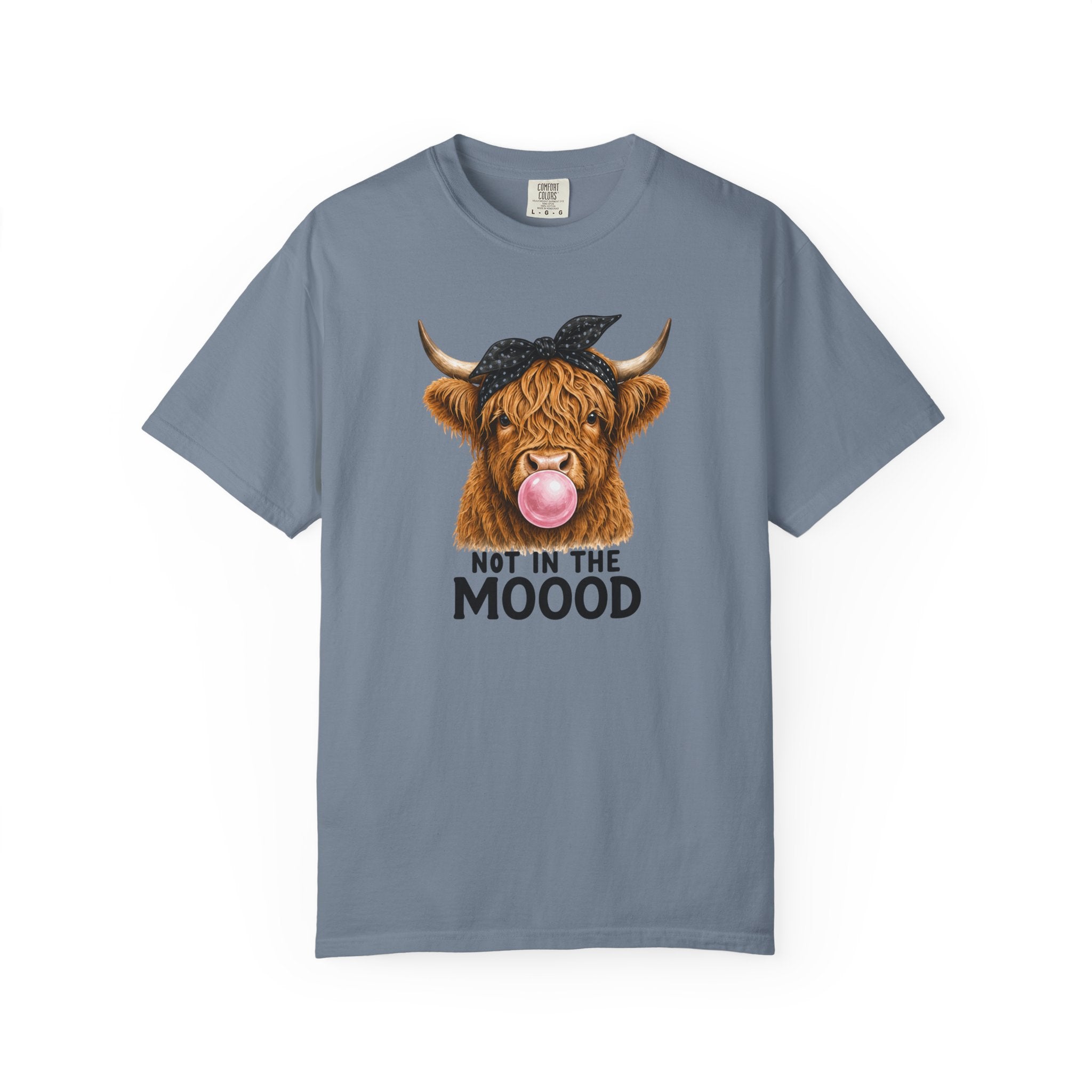 Highland Cow Bubblegum 'Not in the Moood' T-Shirt | Funny Cow Graphic Tee