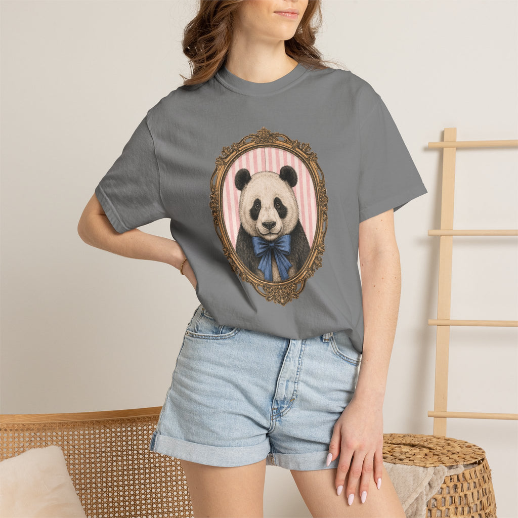 Victorian Panda Portrait T-shirt | Framed Panda Illustration