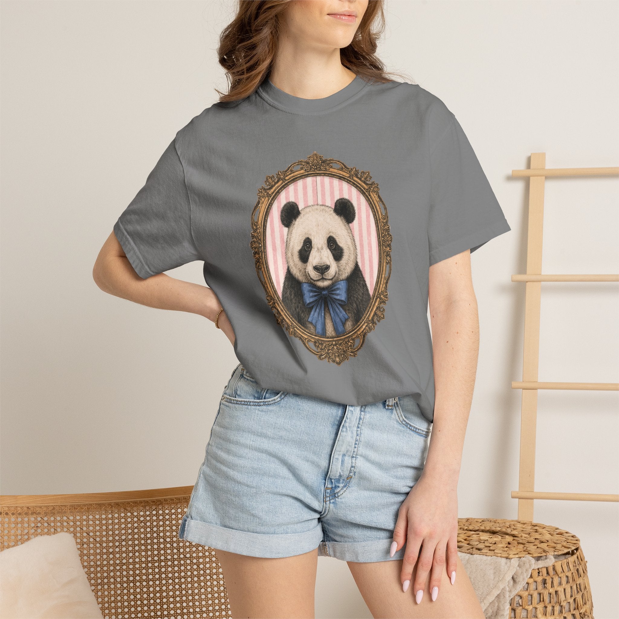 Victorian Panda Portrait T-shirt | Framed Panda Illustration