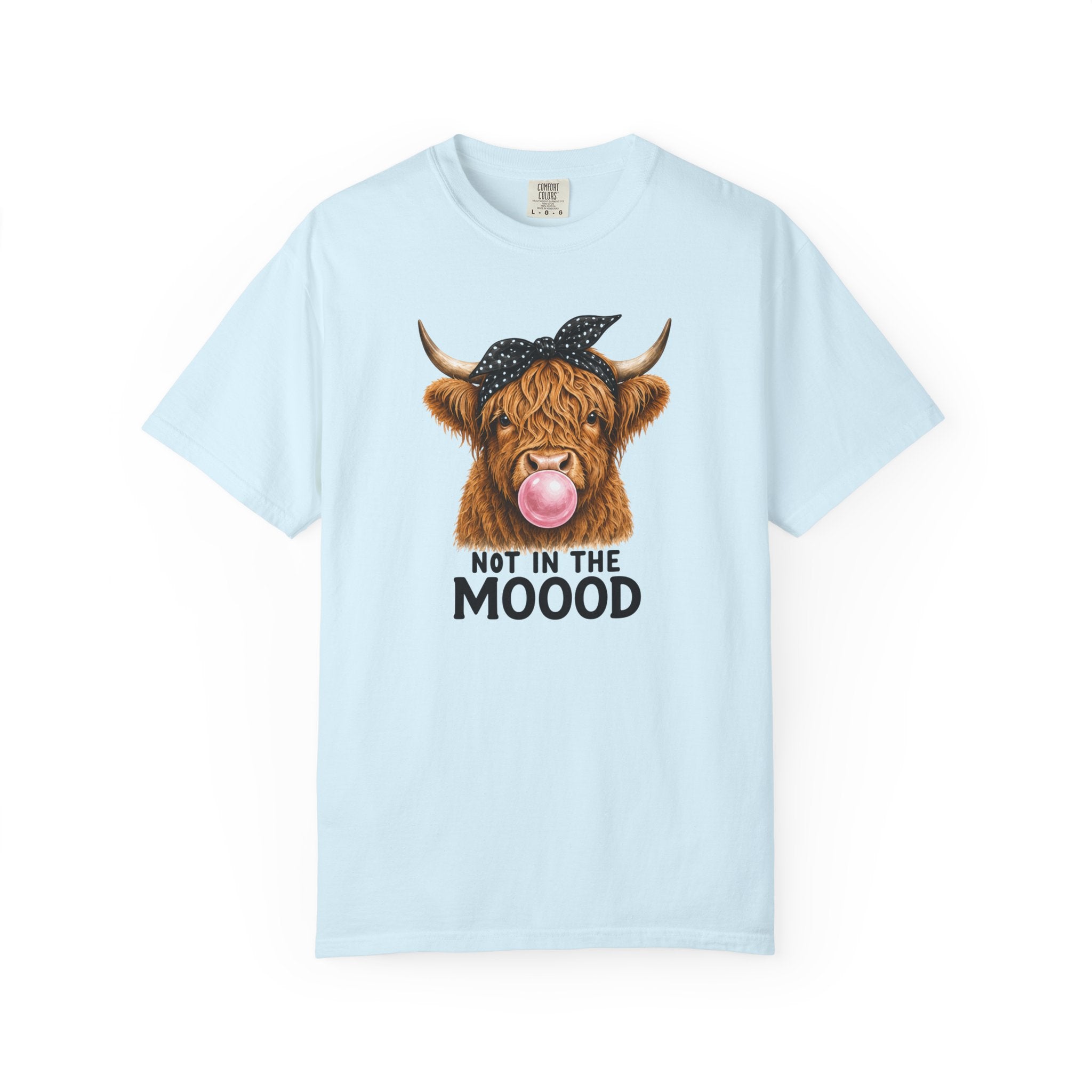 Highland Cow Bubblegum 'Not in the Moood' T-Shirt | Funny Cow Graphic Tee