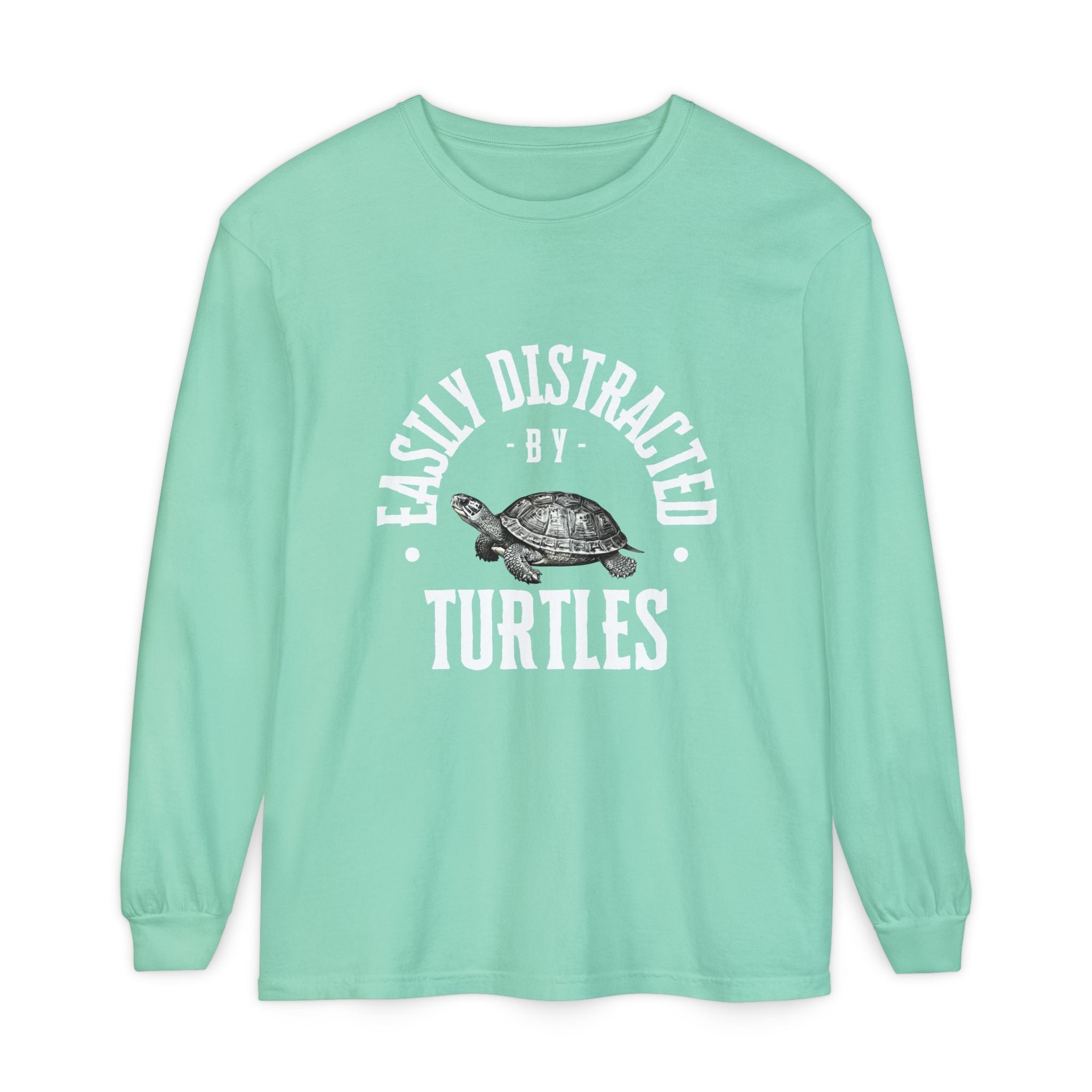 Easily Distracted by Turtles Long Sleeve T-Shirt | Turtle Graphic