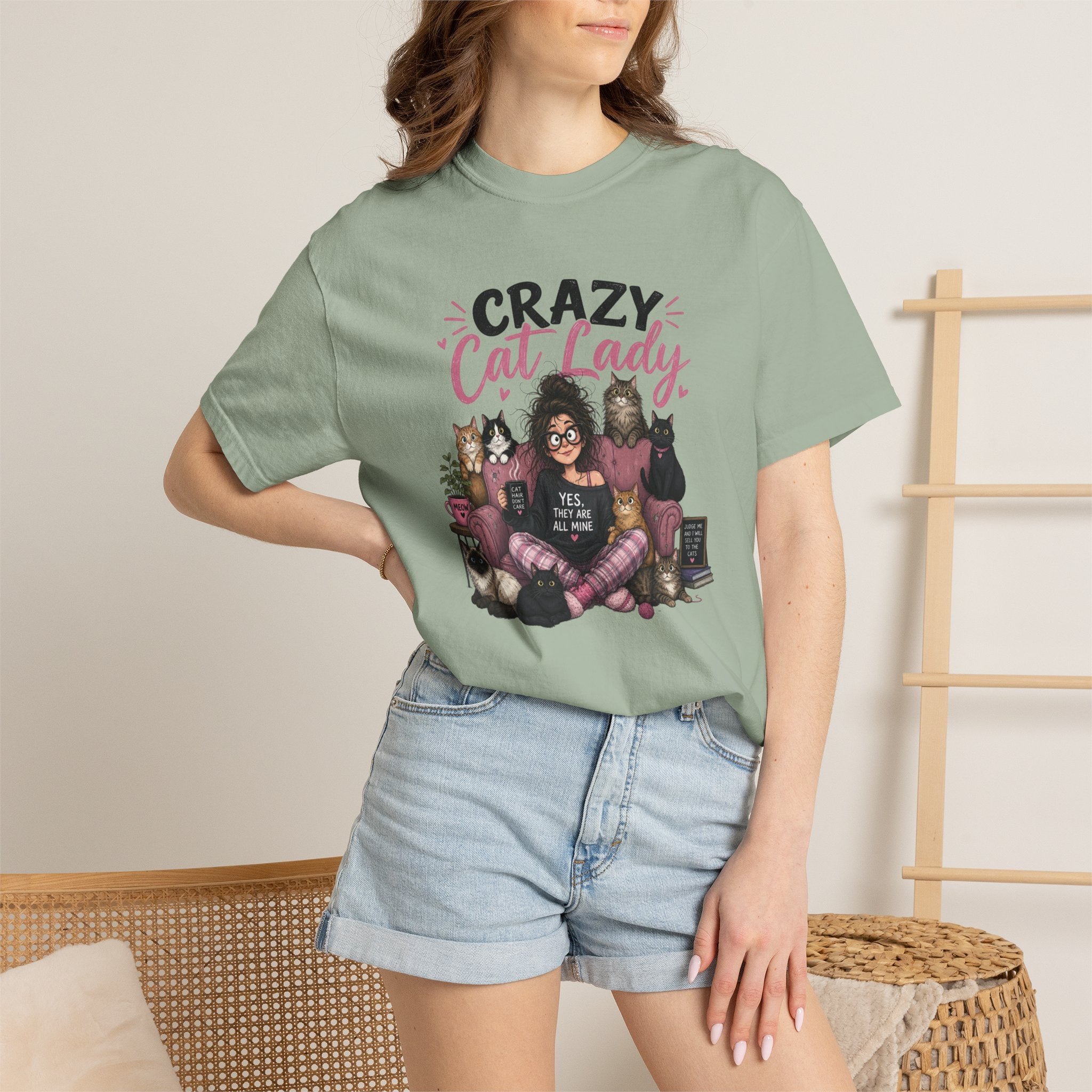 Crazy Cat Lady T-Shirt | Cat Lover Illustration, Cats and Cozy Vibes