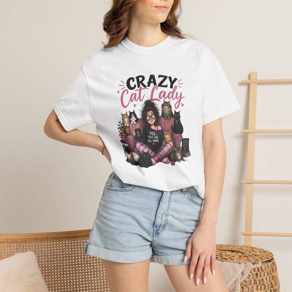 Crazy Cat Lady T-Shirt | Cat Lover Illustration, Cats and Cozy Vibes