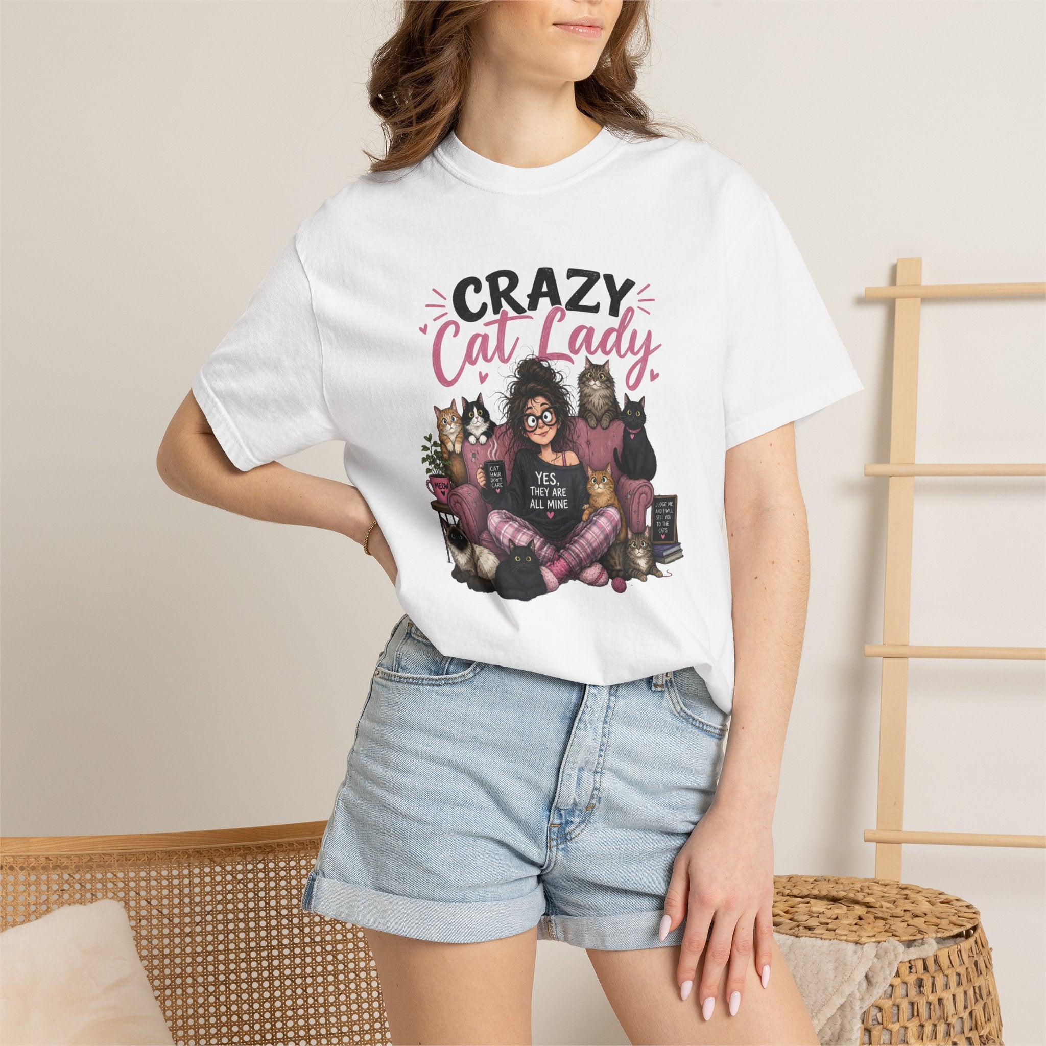 Crazy Cat Lady T-Shirt | Cat Lover Illustration, Cats and Cozy Vibes