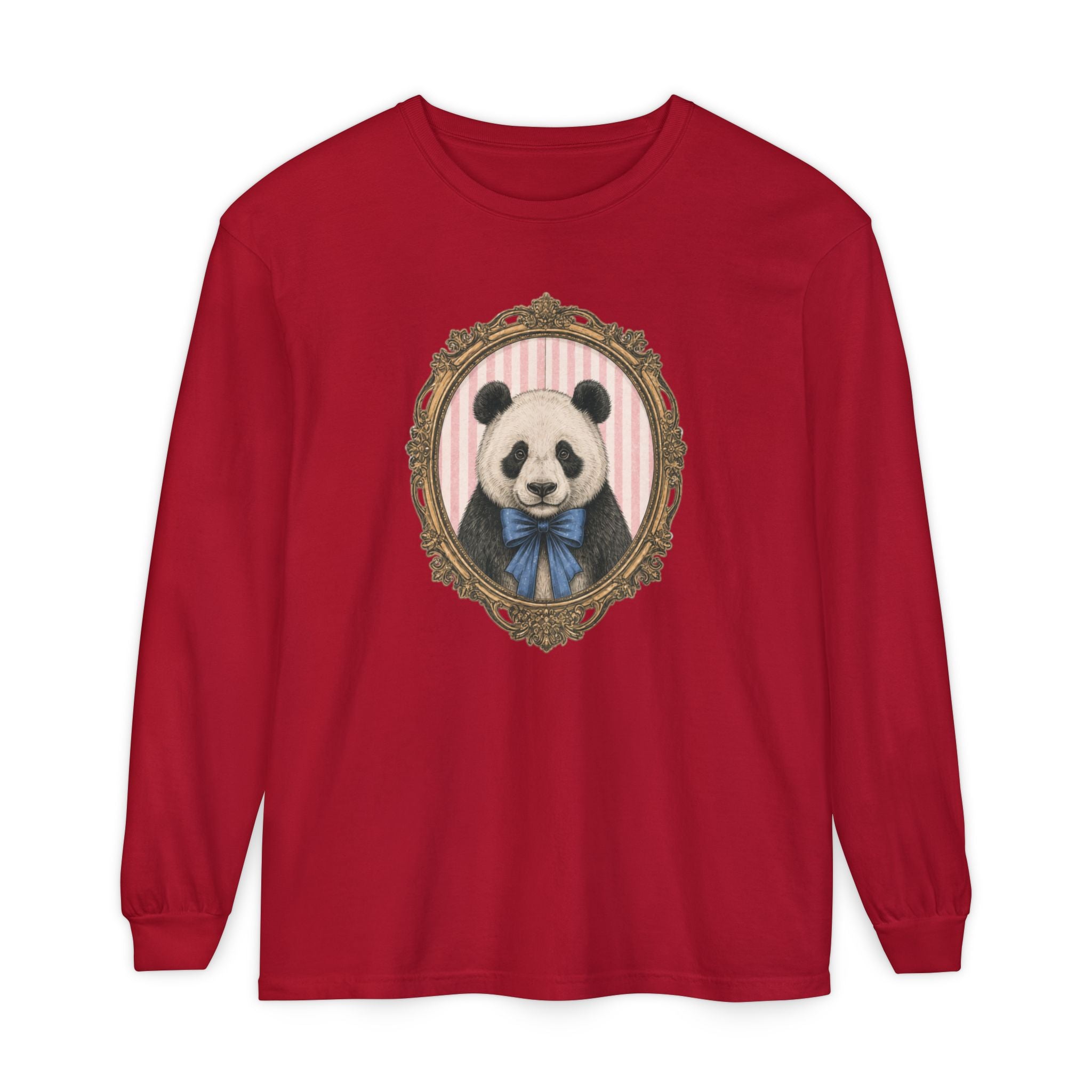 Victorian Portrait Panda Long Sleeve Shirt | Cute Animal Illustration
