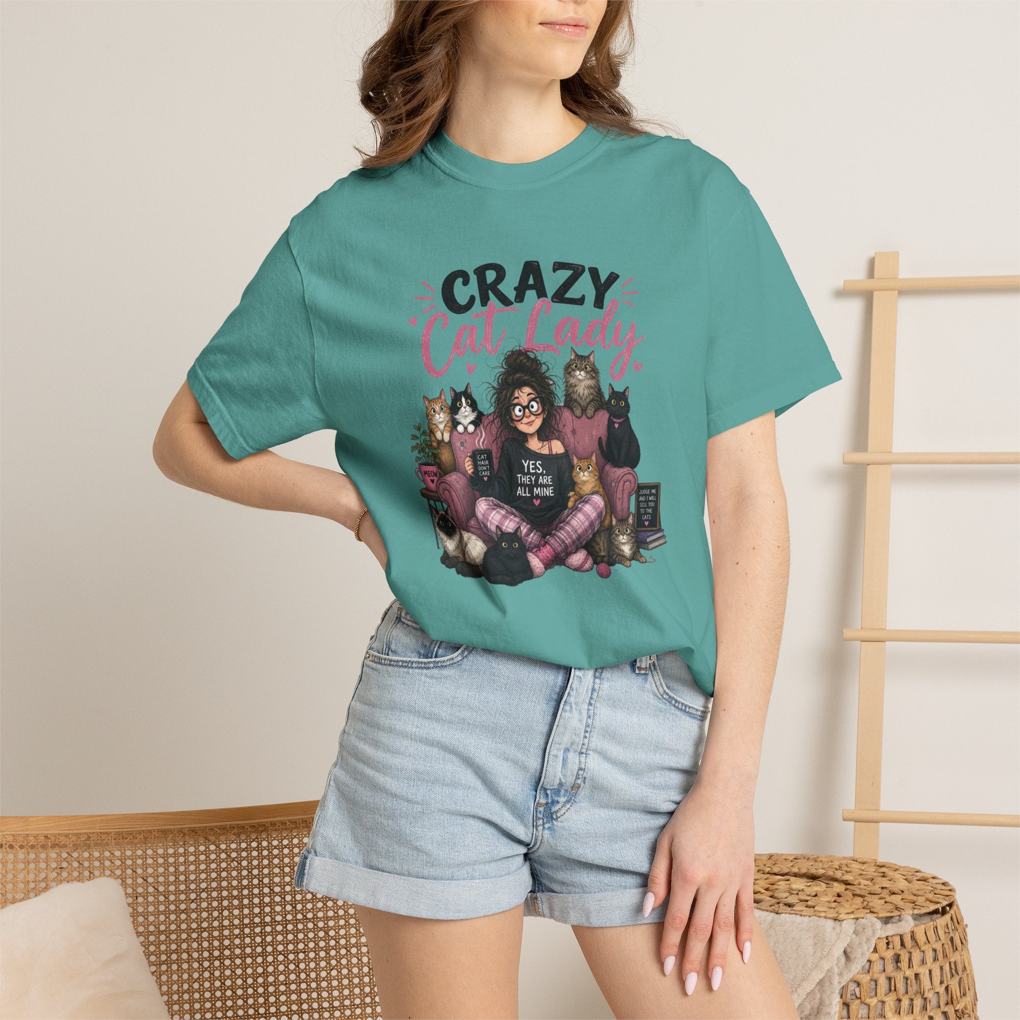 Crazy Cat Lady T-Shirt | Cat Lover Illustration, Cats and Cozy Vibes