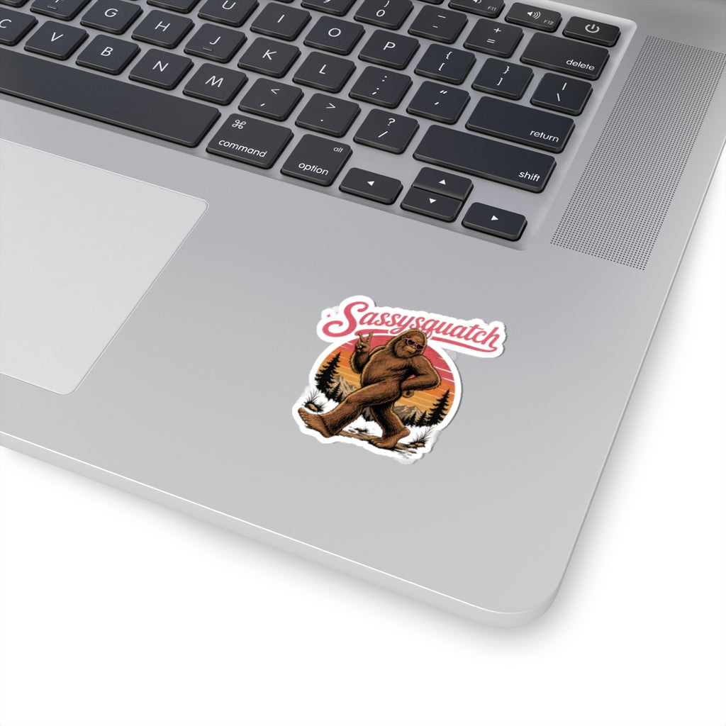 Sassysquatch sticker | kiss-cut Sasquatch Bigfoot decal, retro sunset design
