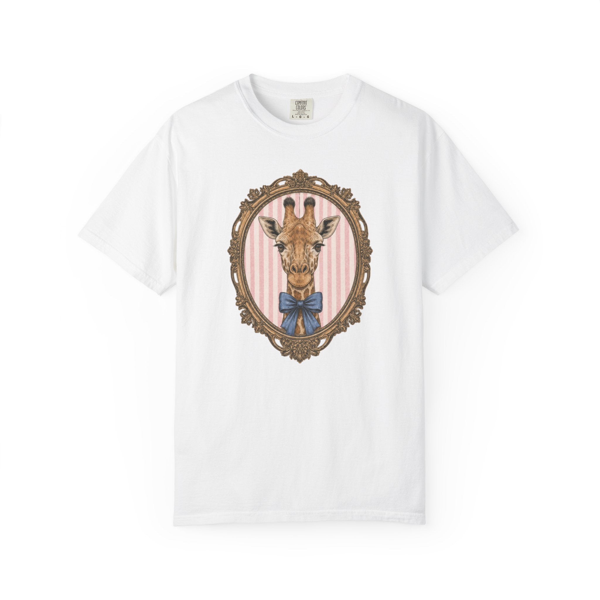 Gentleman Giraffe Portrait T-Shirt | Vintage Frame, Bow Tie