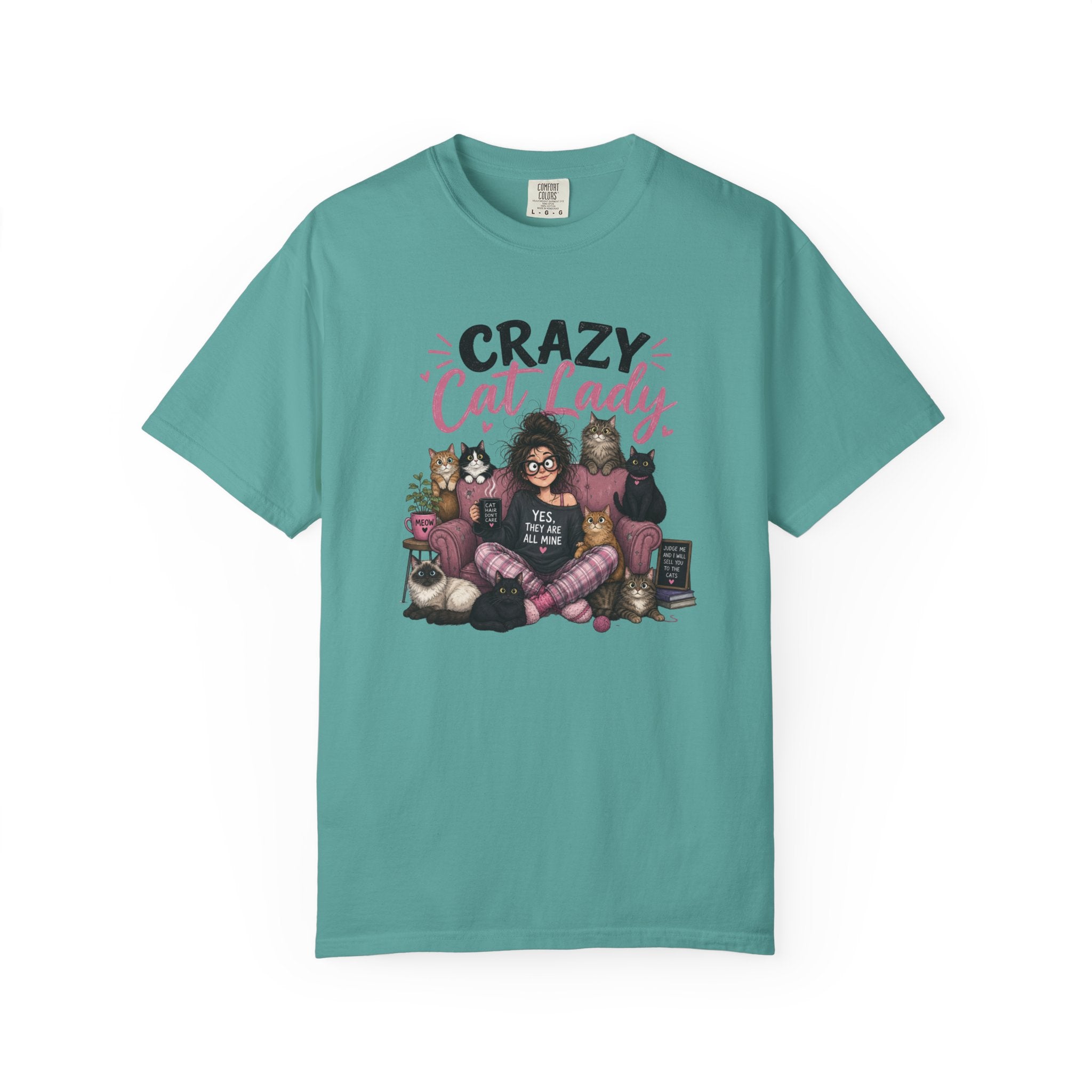 Crazy Cat Lady T-Shirt | Cat Lover Illustration, Cats and Cozy Vibes
