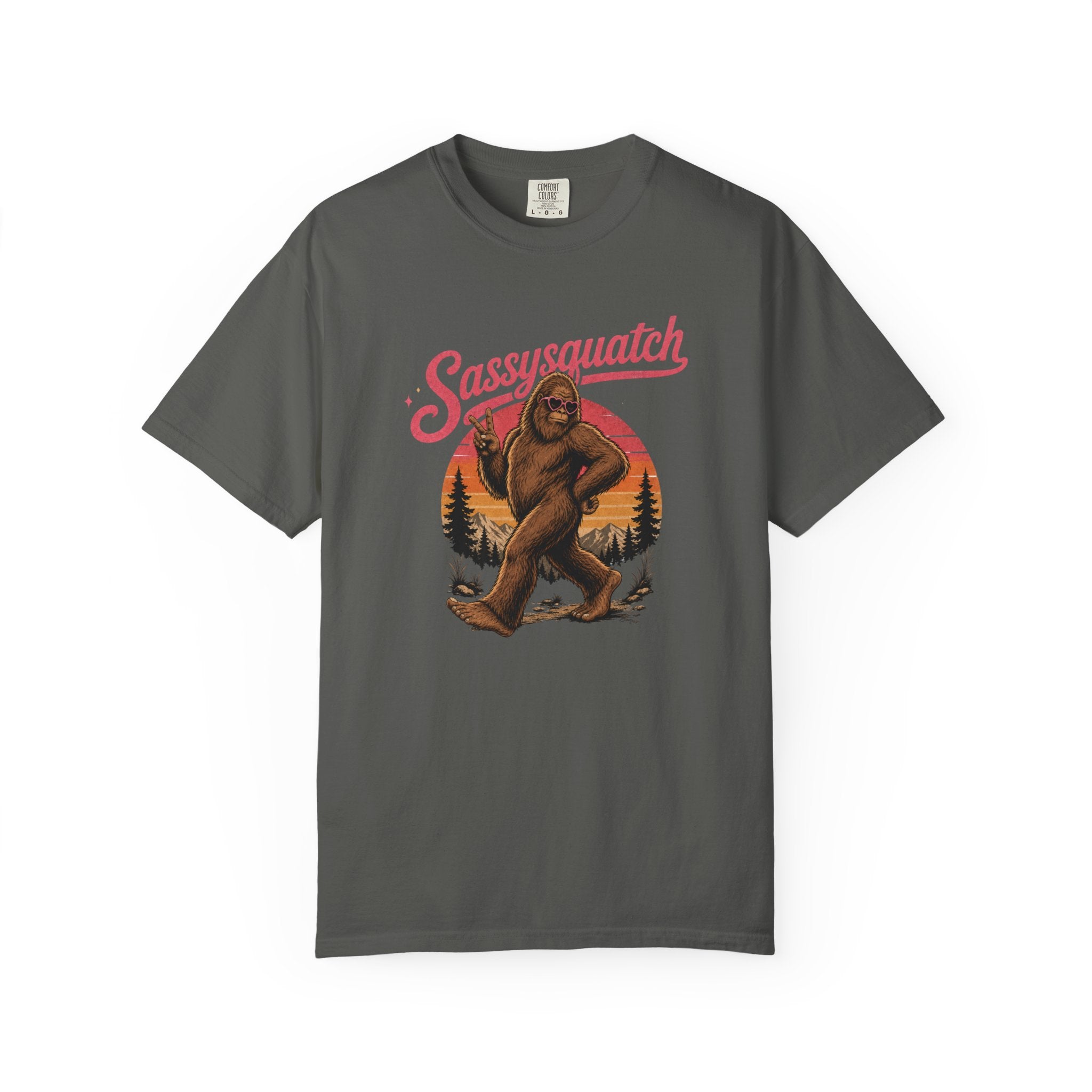 Sassysquatch Sasquatch T-Shirt | Retro Sunset Bigfoot Design