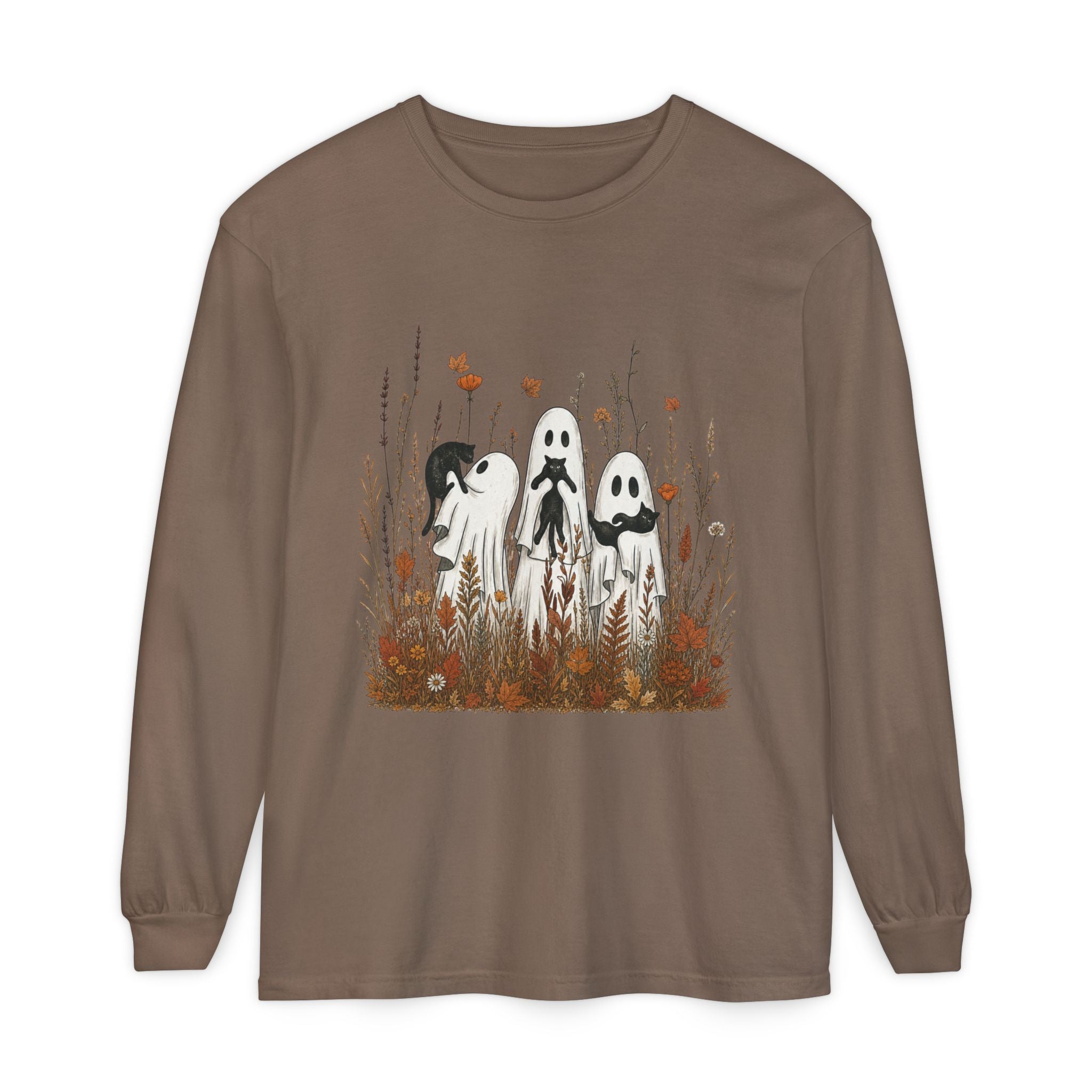 Autumn Ghost Trio Long Sleeve T-Shirt | Fall Floral Spirits