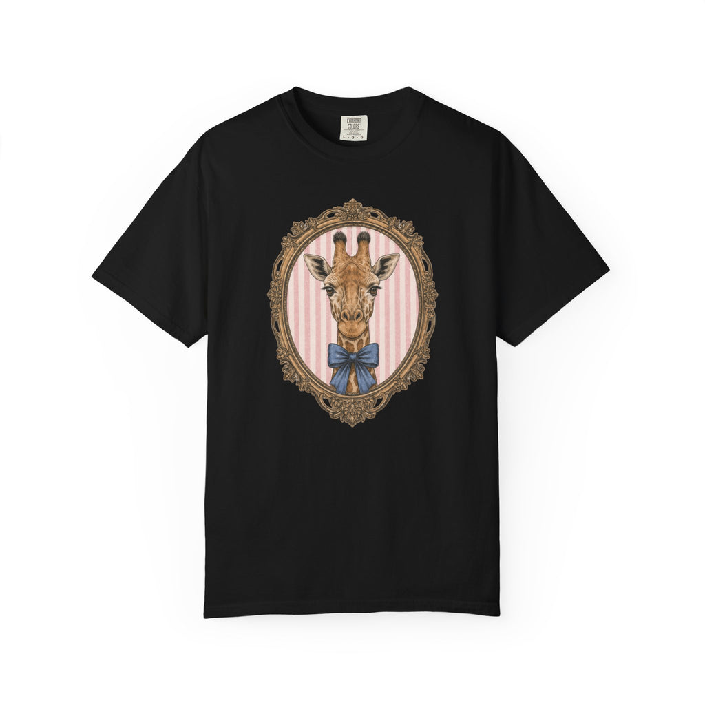 Gentleman Giraffe Portrait T-Shirt | Vintage Frame, Bow Tie