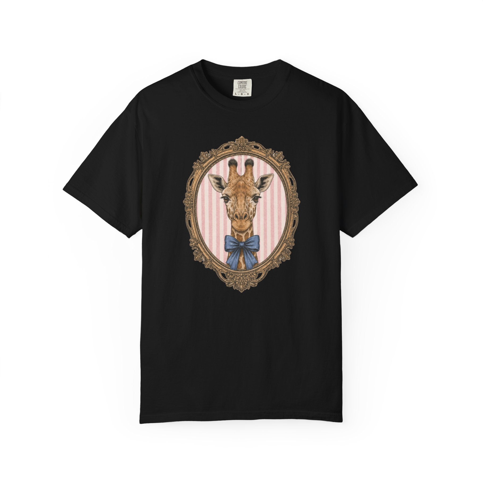 Gentleman Giraffe Portrait T-Shirt | Vintage Frame, Bow Tie