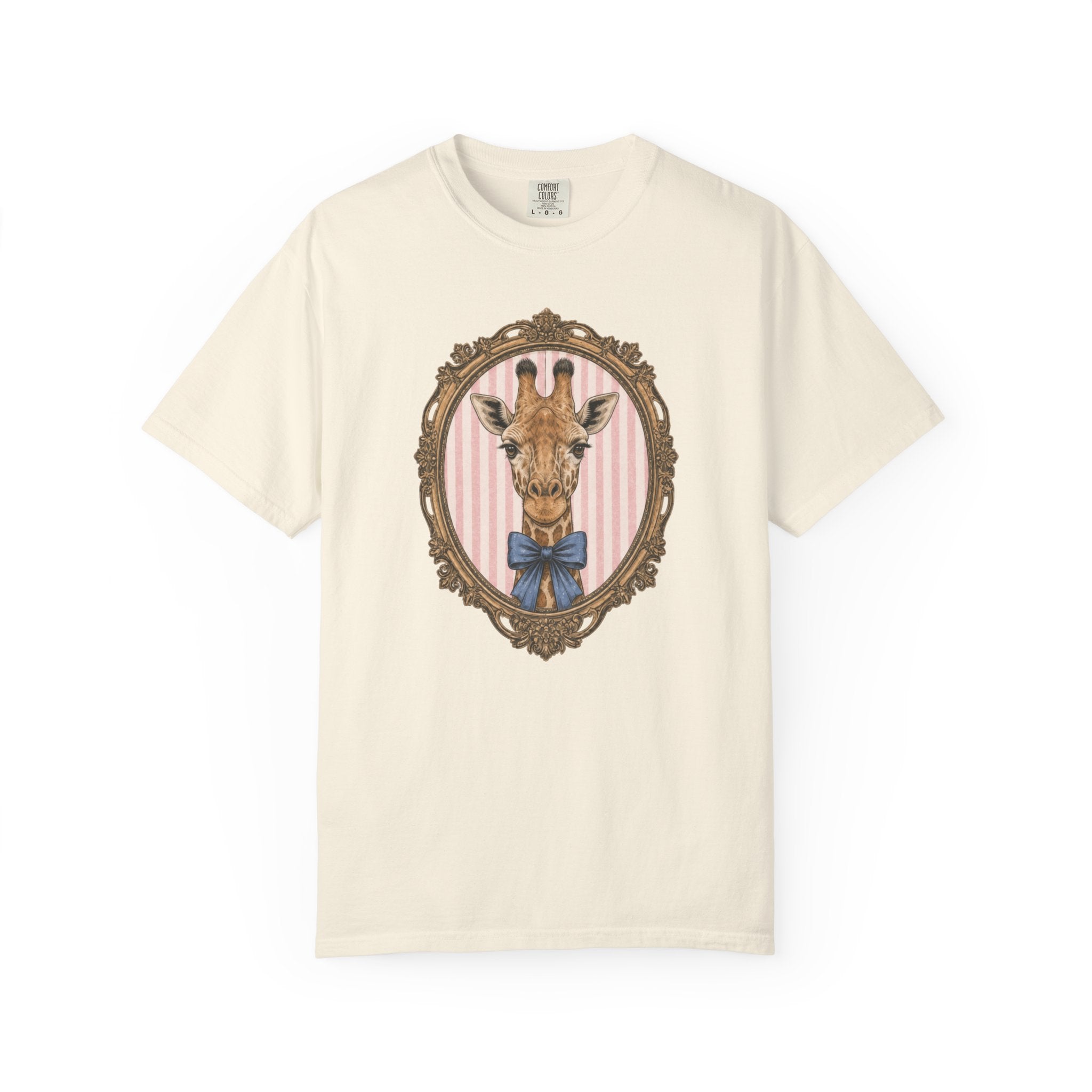 Gentleman Giraffe Portrait T-Shirt | Vintage Frame, Bow Tie