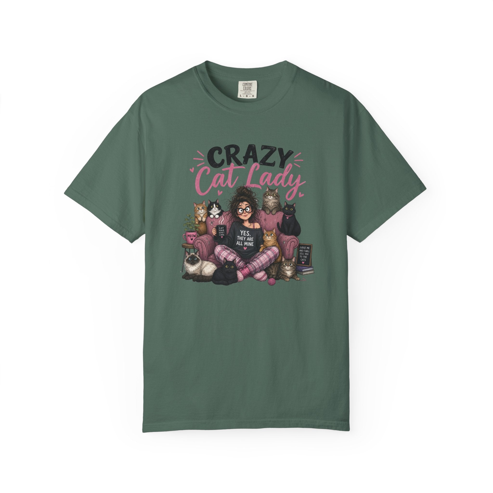 Crazy Cat Lady T-Shirt | Cat Lover Illustration, Cats and Cozy Vibes